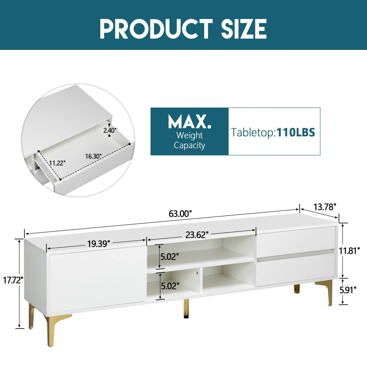 Antique White Particle Board TV Stand Console With LED Lights - Omega Lifestyles