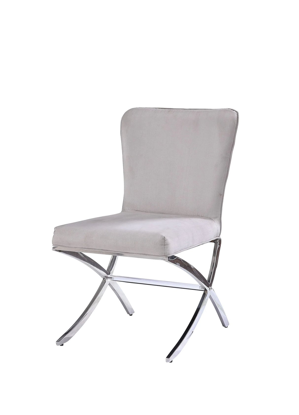 Set Of 2 Light Gray Velvet Upholstered Side Chairs - Omega Lifestyles