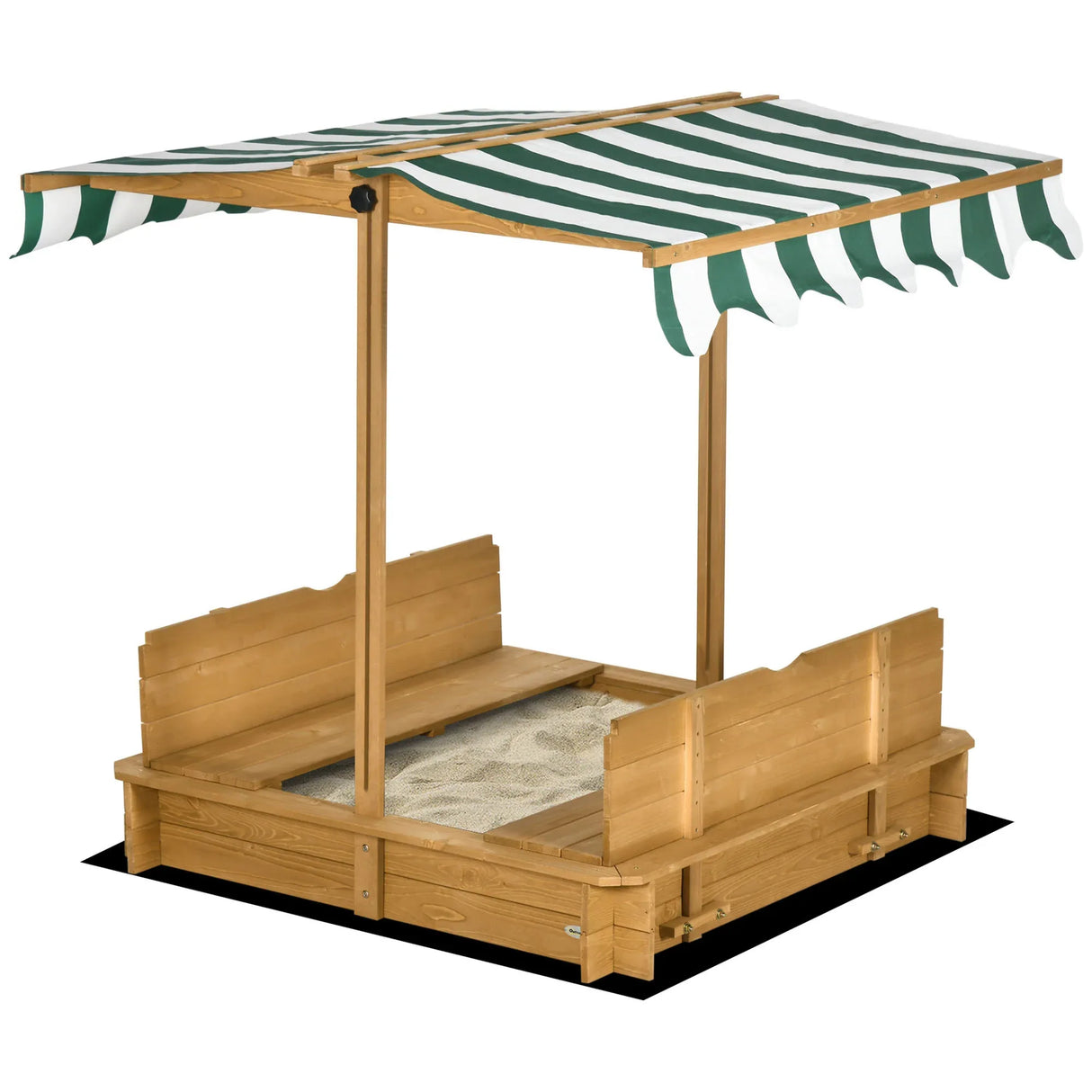 Children’s Outdoor Wooden Sandbox With Adjustable Canopy - Omega Lifestyles