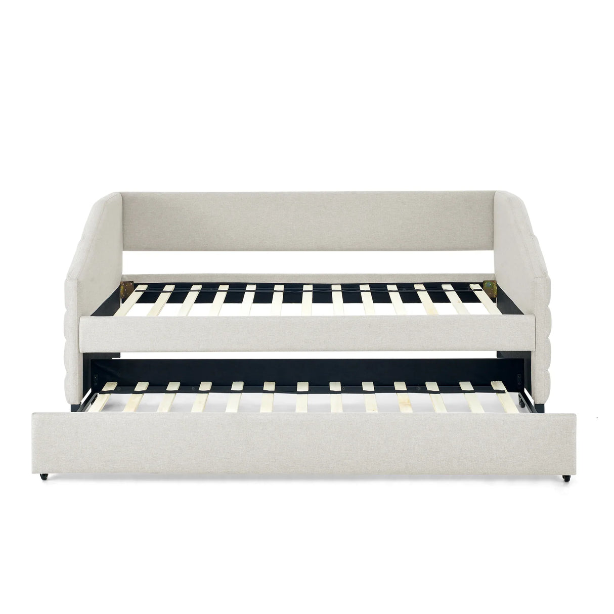 Twin Upholstered Linen Daybed With Pull-Out Trundle - Omega Lifestyles