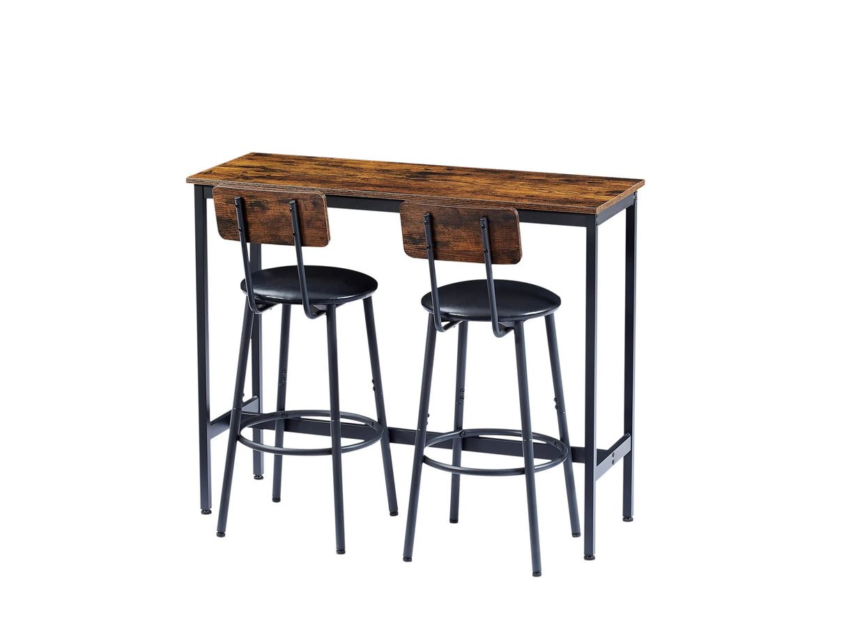Rustic Brown Particleboard Bar Table Set With Stools - Omega Lifestyles
