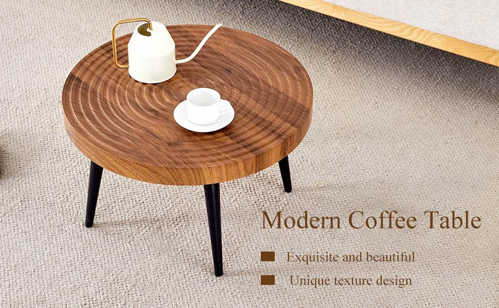 Natural Wood Grain Texture Round Coffee Table - Sleep Galleria