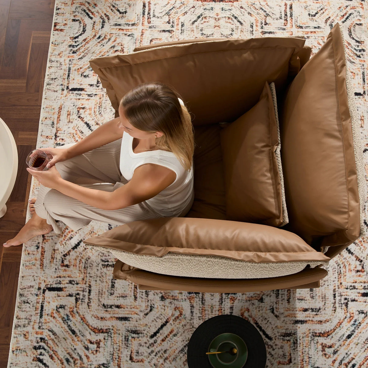 Modern Oversized Chenille Fabric Armchair Lounge Chair - Omega Lifestyles