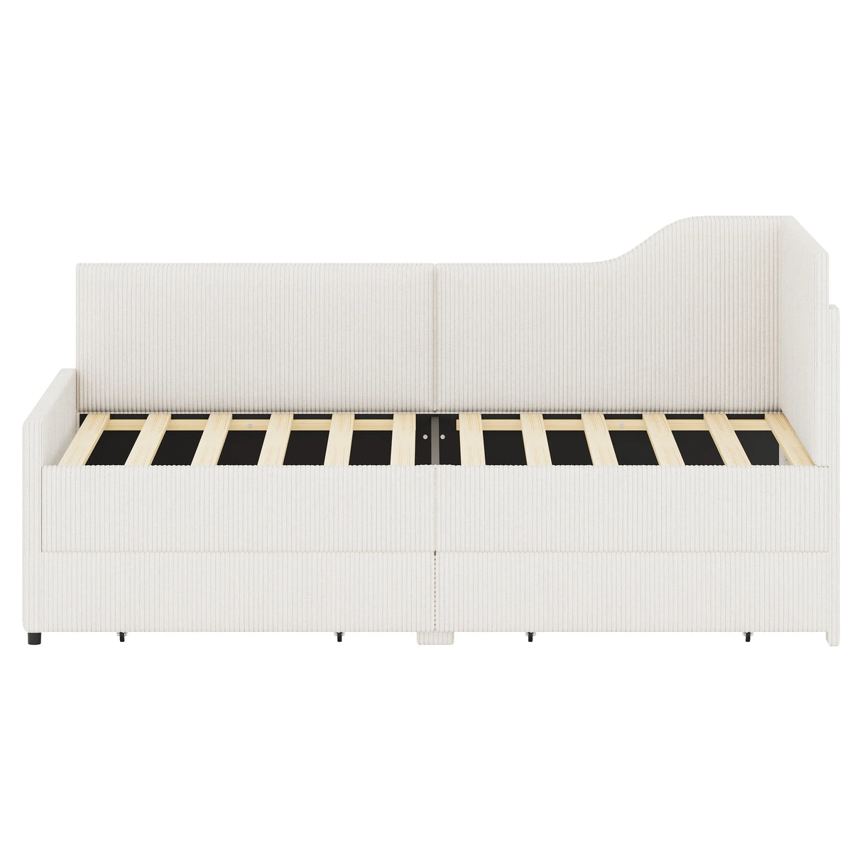 Twin L-Shaped Corduroy Upholstered Daybed With Storage Drawers - Omega Lifestyles