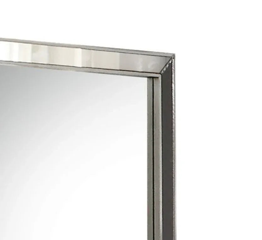 Contemporary Silver Synthetic Wood Framed Mirror 28x32 Inch - Omega Lifestyles