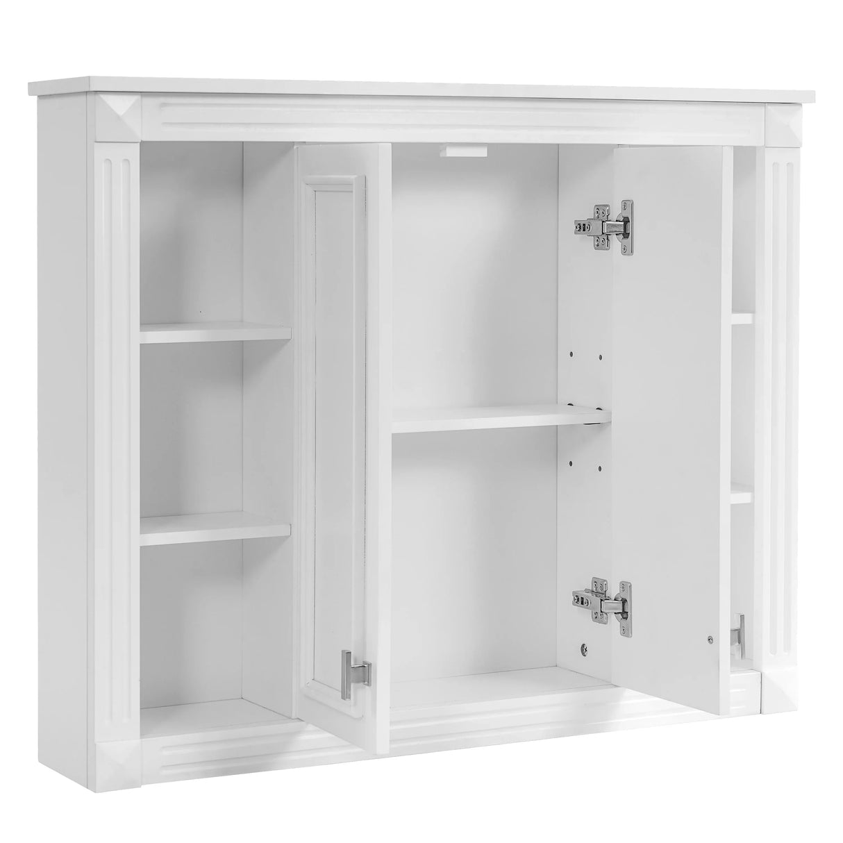 Modern White Wall Mounted Medicine Cabinet With Adjustable Shelves - Omega Lifestyles