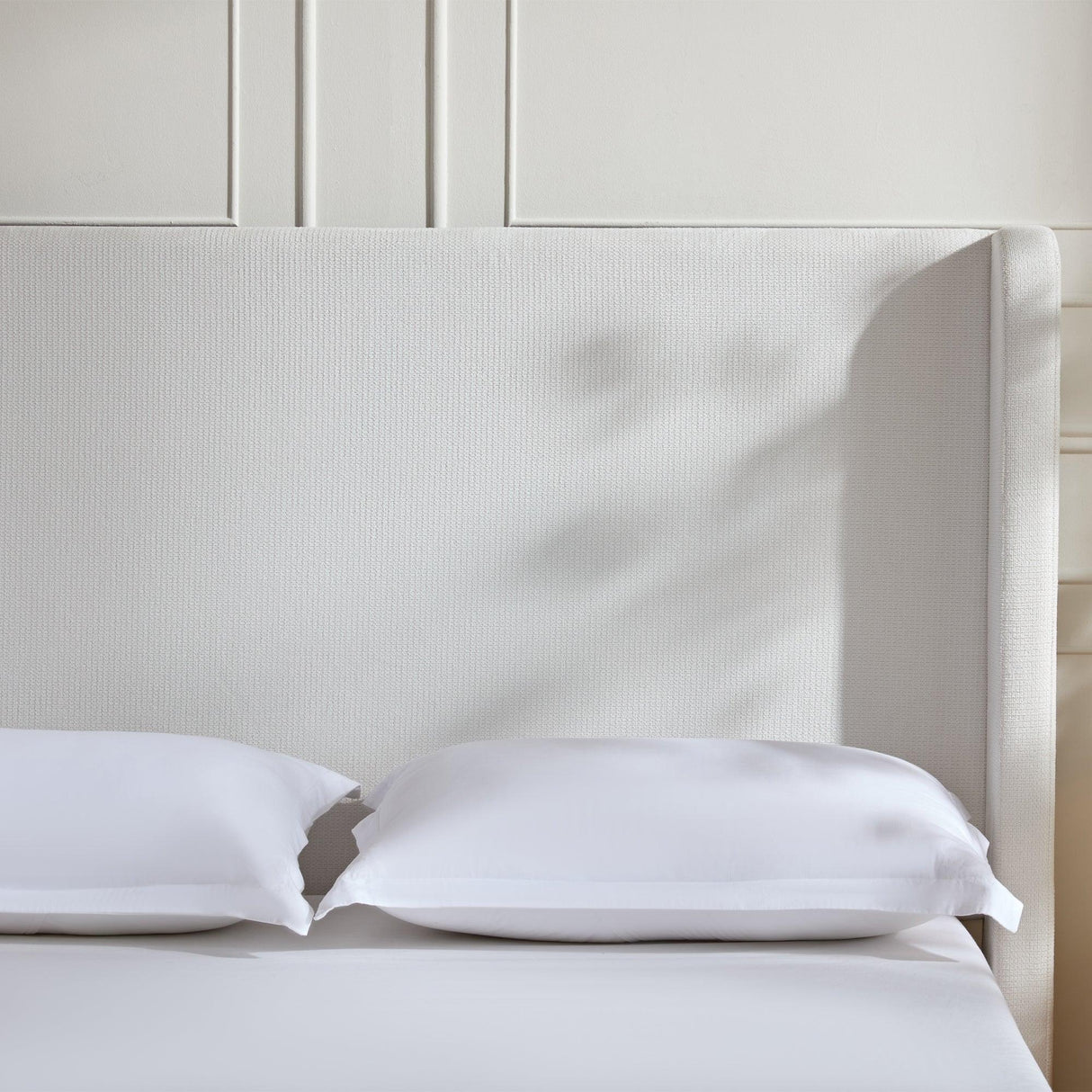 King Contemporary Cream Chenille Upholstered Bed Frame - Omega Lifestyles