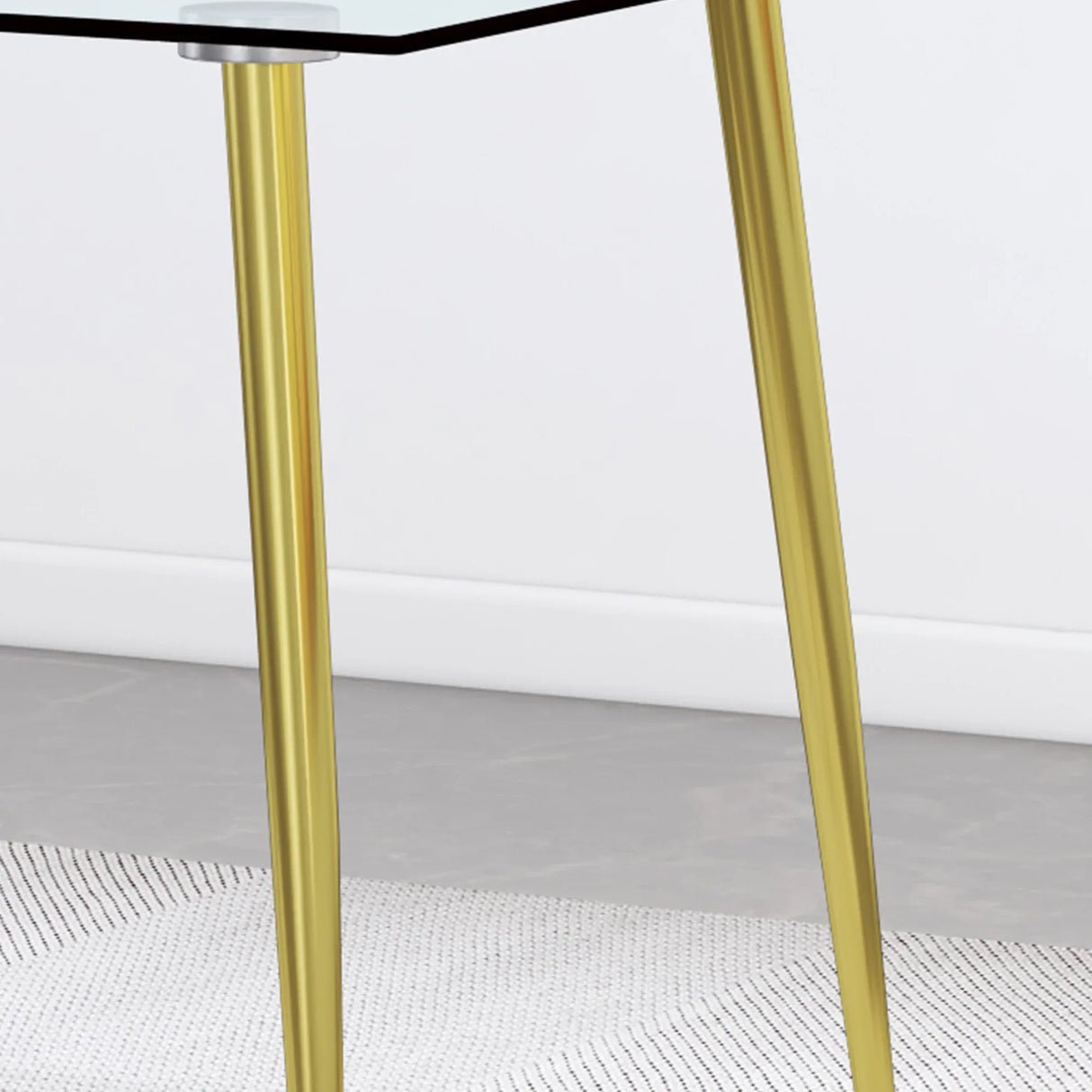 Modern Tempered Glass Dining Table And 6 Gold Chairs Set - Omega Lifestyles