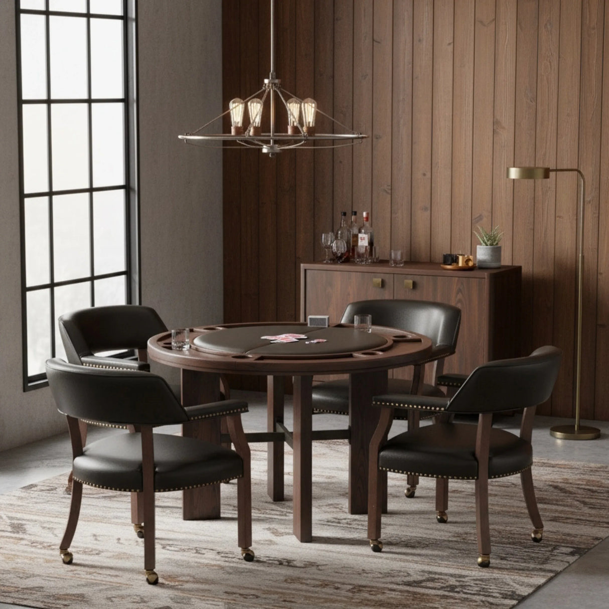 5-Piece Walnut Wood Dining Table and Game Set - Omega Lifestyles