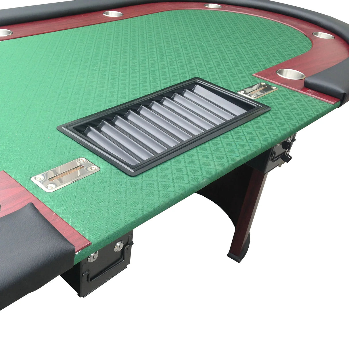Modern 96-Inch Wood Poker Table With Chip Tray - Omega Lifestyles
