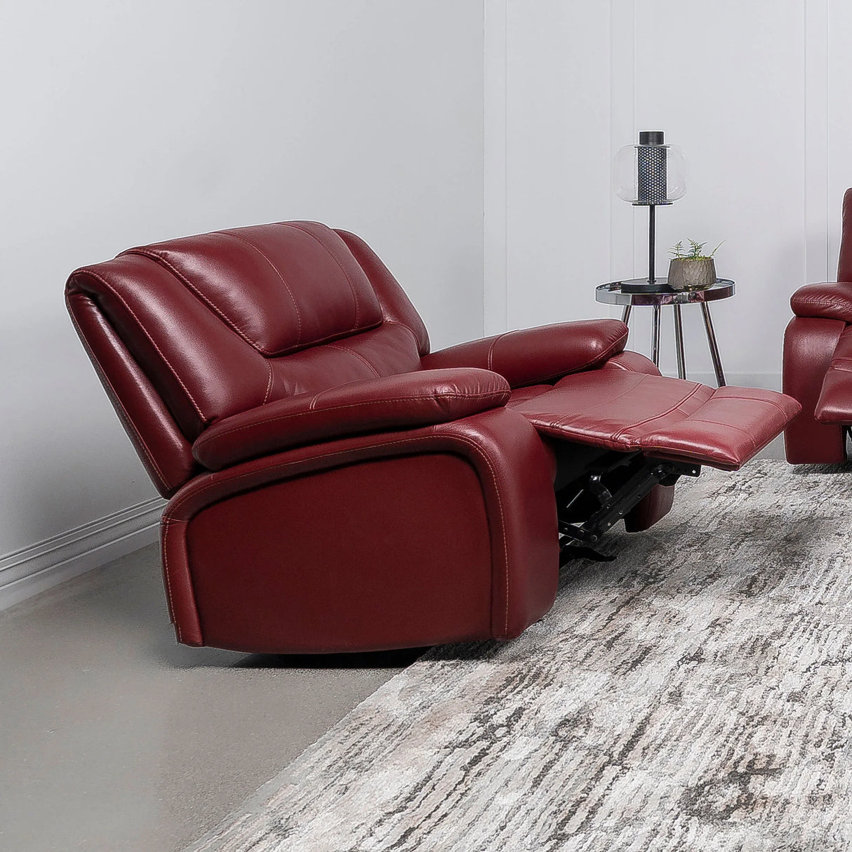 Red Upholstered Extra-Wide Glider Recliner Chair - Omega Lifestyles