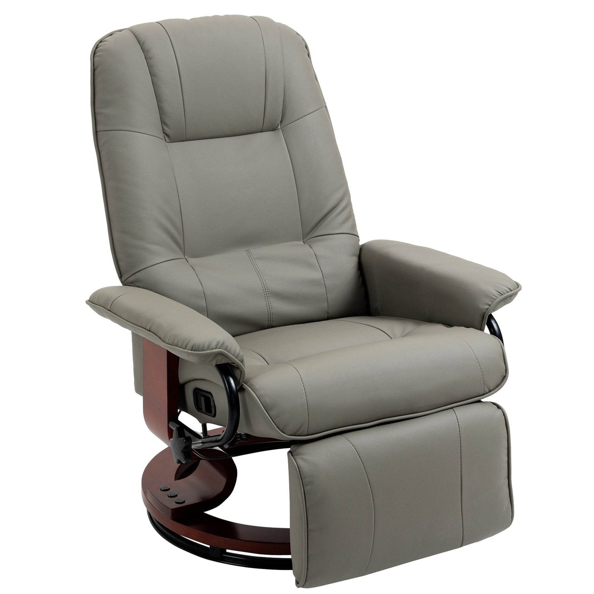 PU Leather Swivel Manual Recliner Chair With Footrest