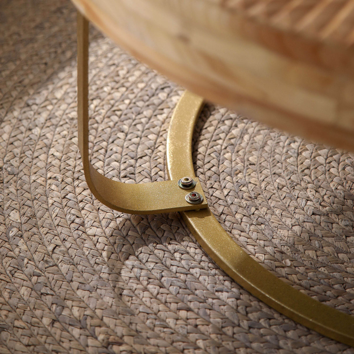 Modern Round Carved Pine Wood Coffee Table - Sleep Galleria