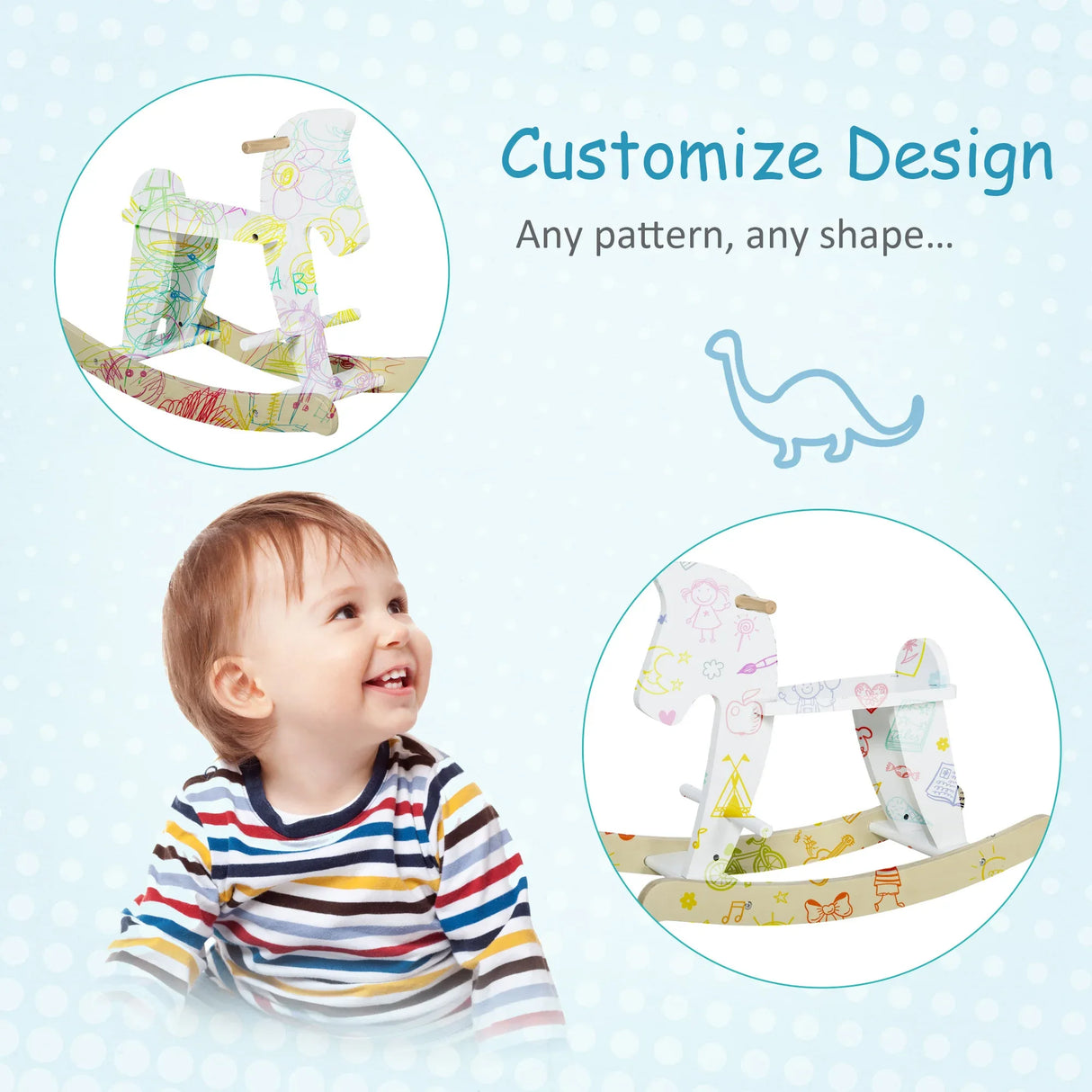 Wooden Toddler Rocking Horse Ride-On Toy - Omega Lifestyles