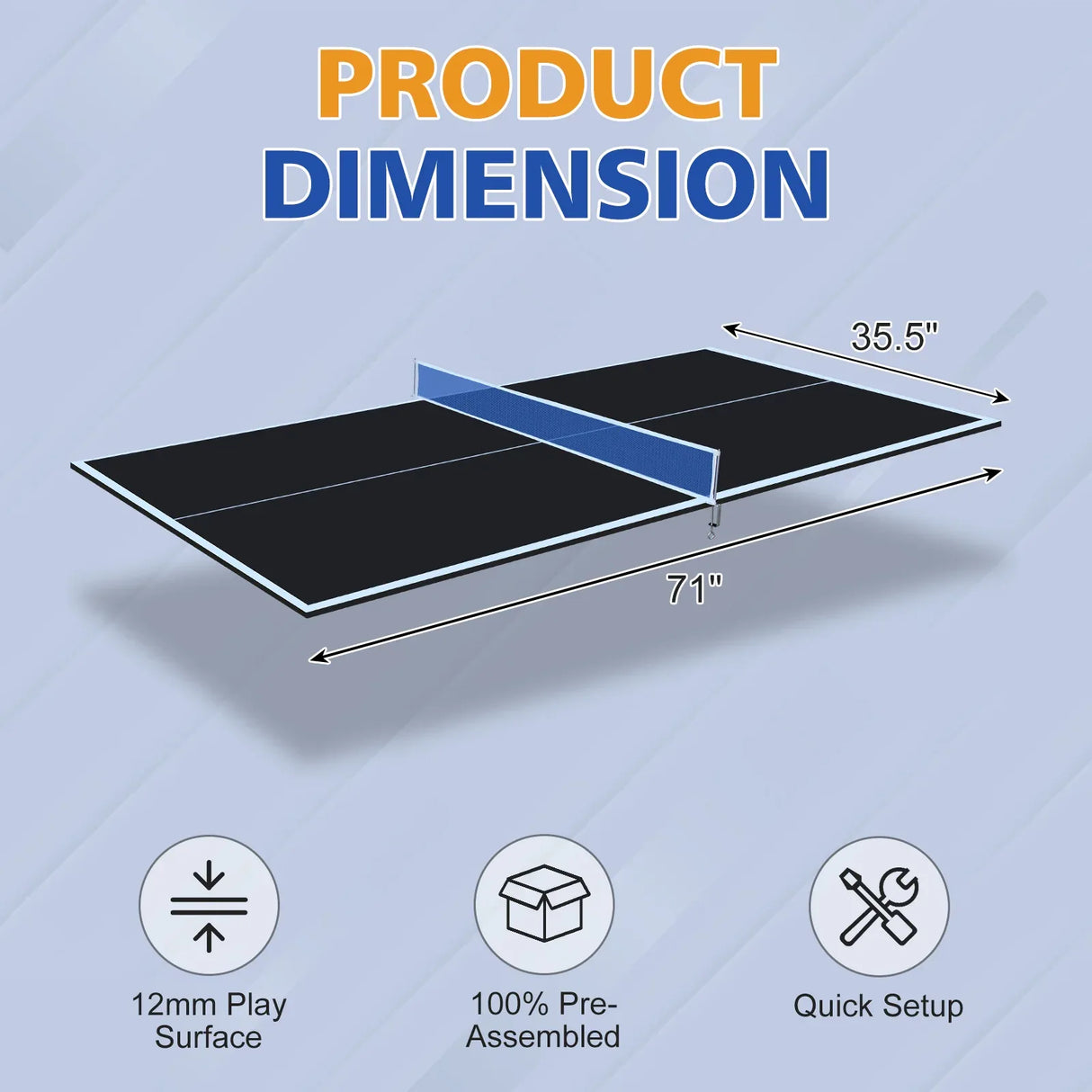 Foldable Portable Black MDF Ping Pong Conversion Table Top - Omega Lifestyles