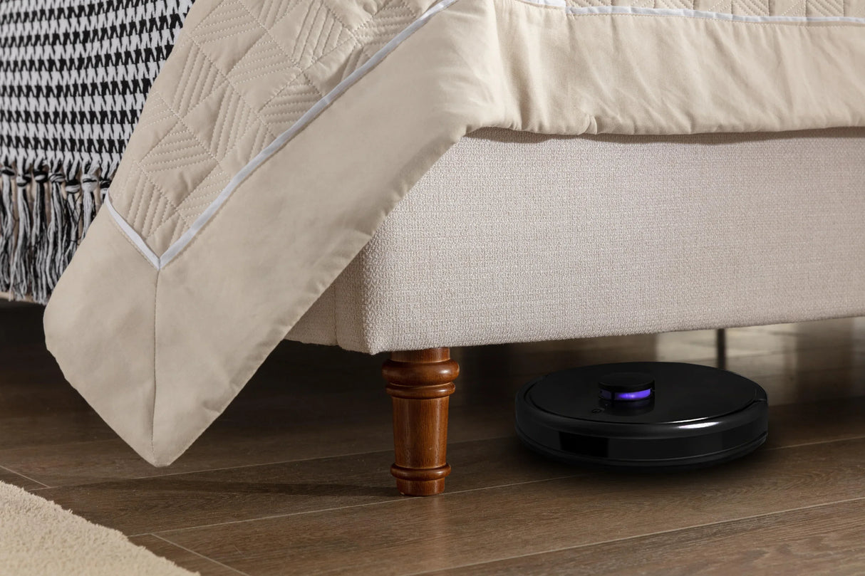 California King Contemporary Fabric Metal Upholstered Bed Frame - Omega Lifestyles