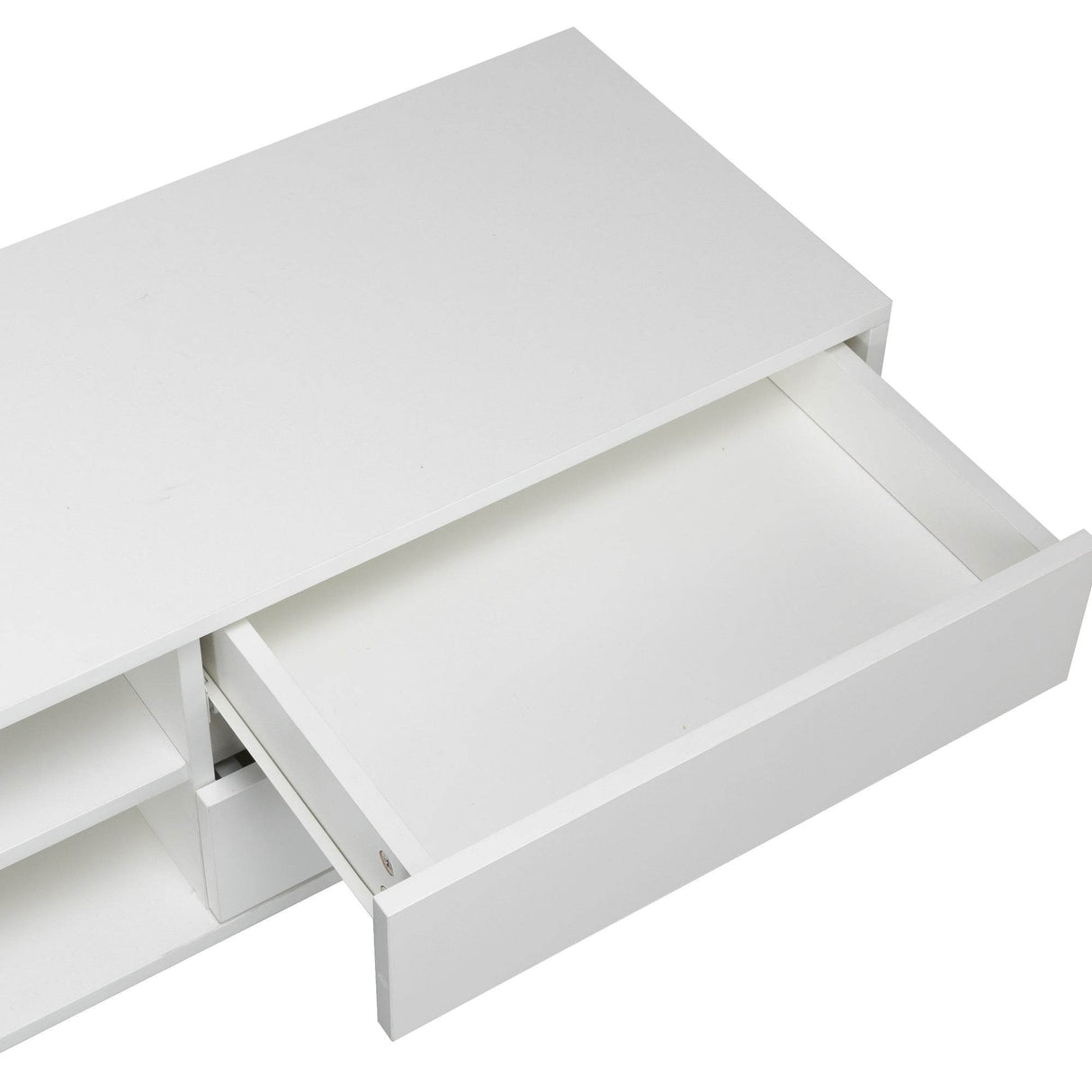 Antique White Particle Board TV Stand Console With LED Lights - Omega Lifestyles