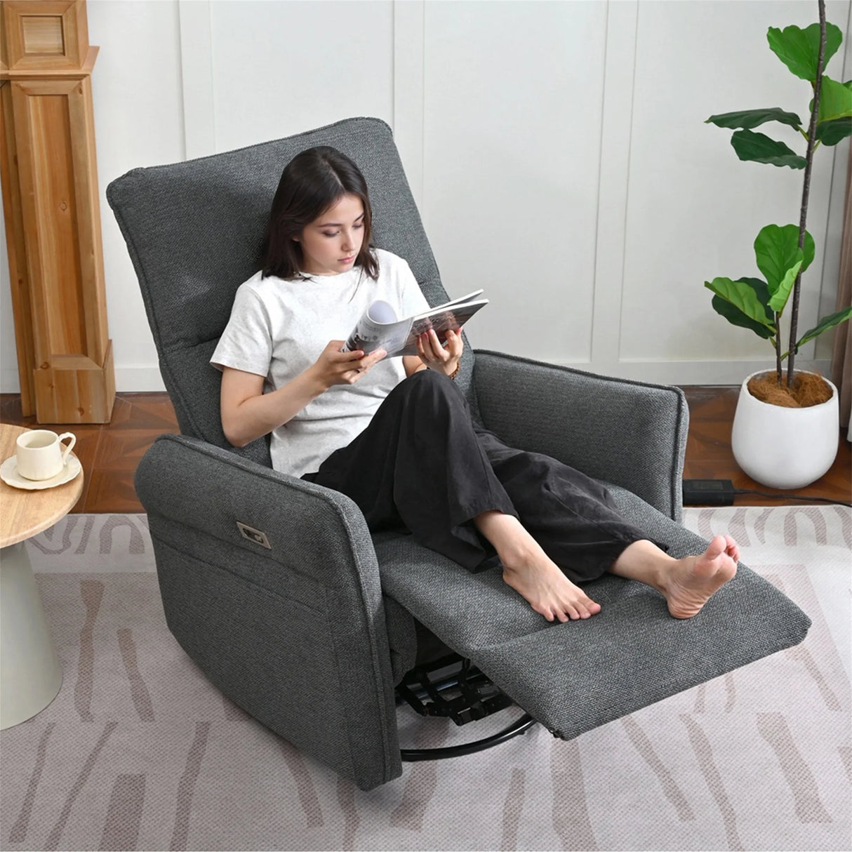 Power Swivel Rocker Recliner Chair With USB Ports - Omega Lifestyles