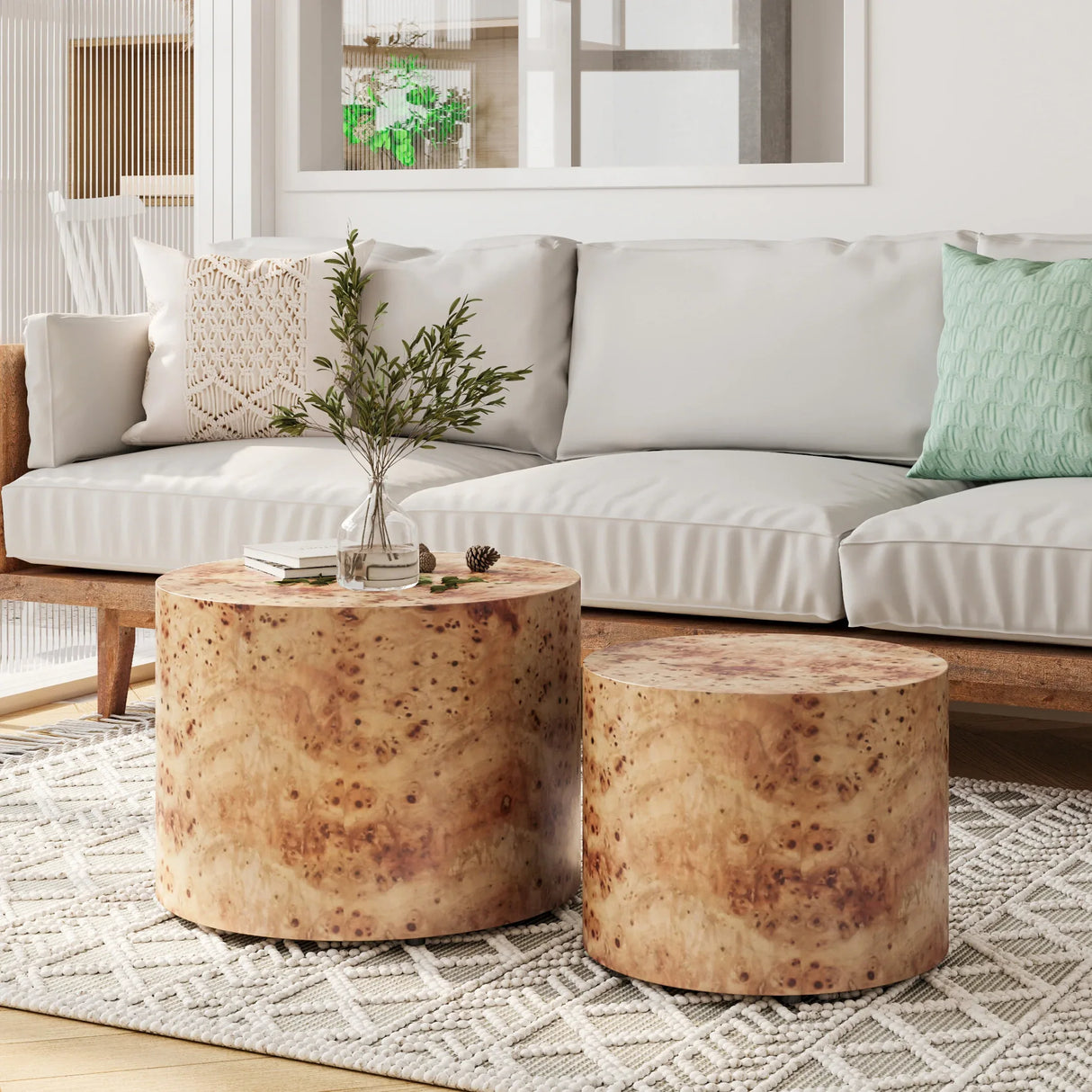 Nesting Round Farmhouse Coffee Table Set Of 2 - Omega Lifestyles
