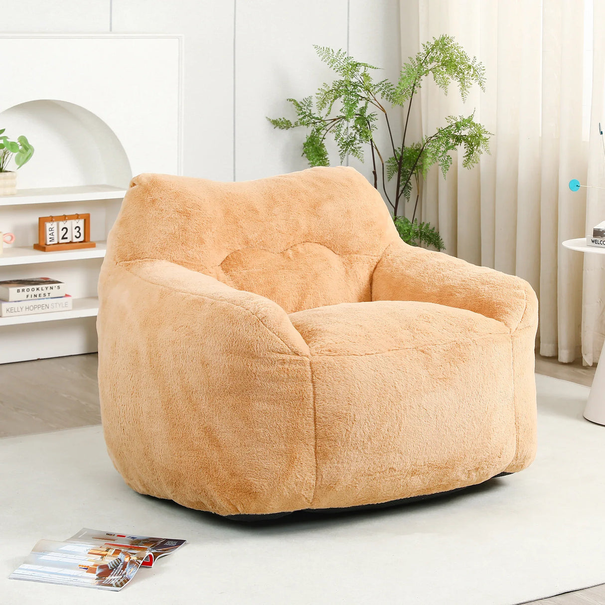 Large Faux Fur High Density Foam Beanbag Chair - Omega Lifestyles