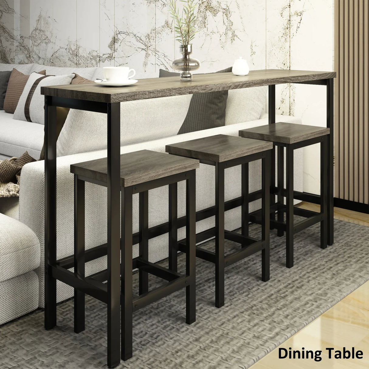 4-Piece Gray Counter Height Dining Table Set With Stools - Omega Lifestyles