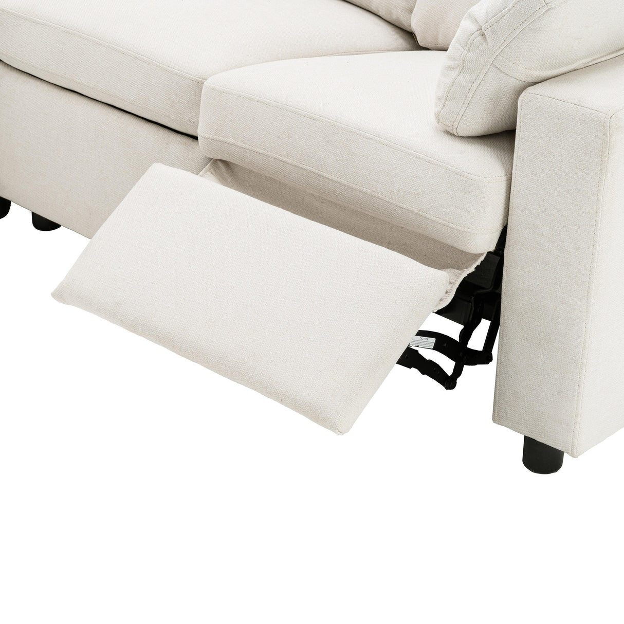 Beige Linen Fabric Power Recliner Sectional Sofa With USB Ports - Omega Lifestyles