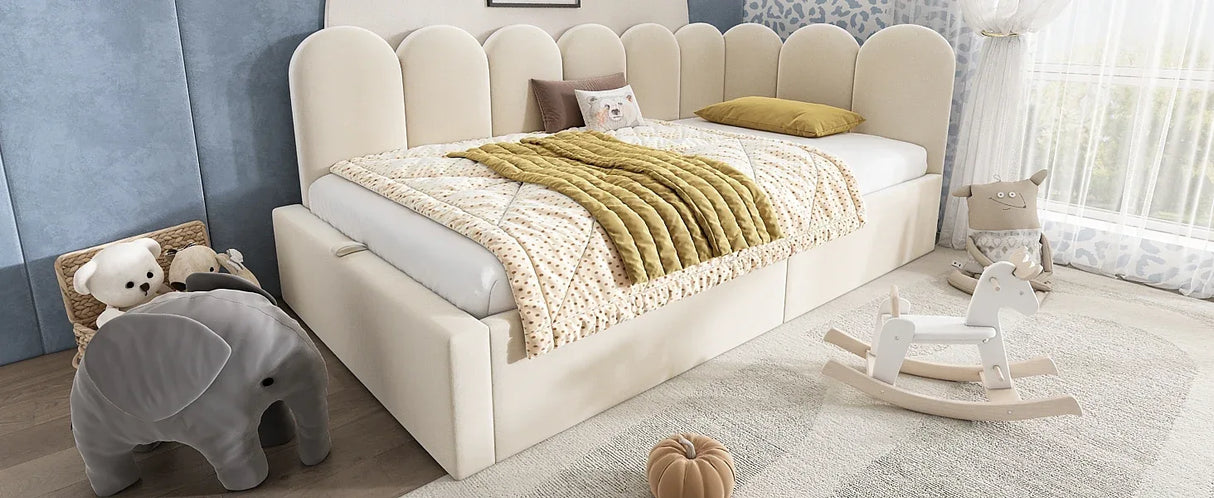 Twin Velvet Upholstered Daybed With Hydraulic Storage - Omega Lifestyles