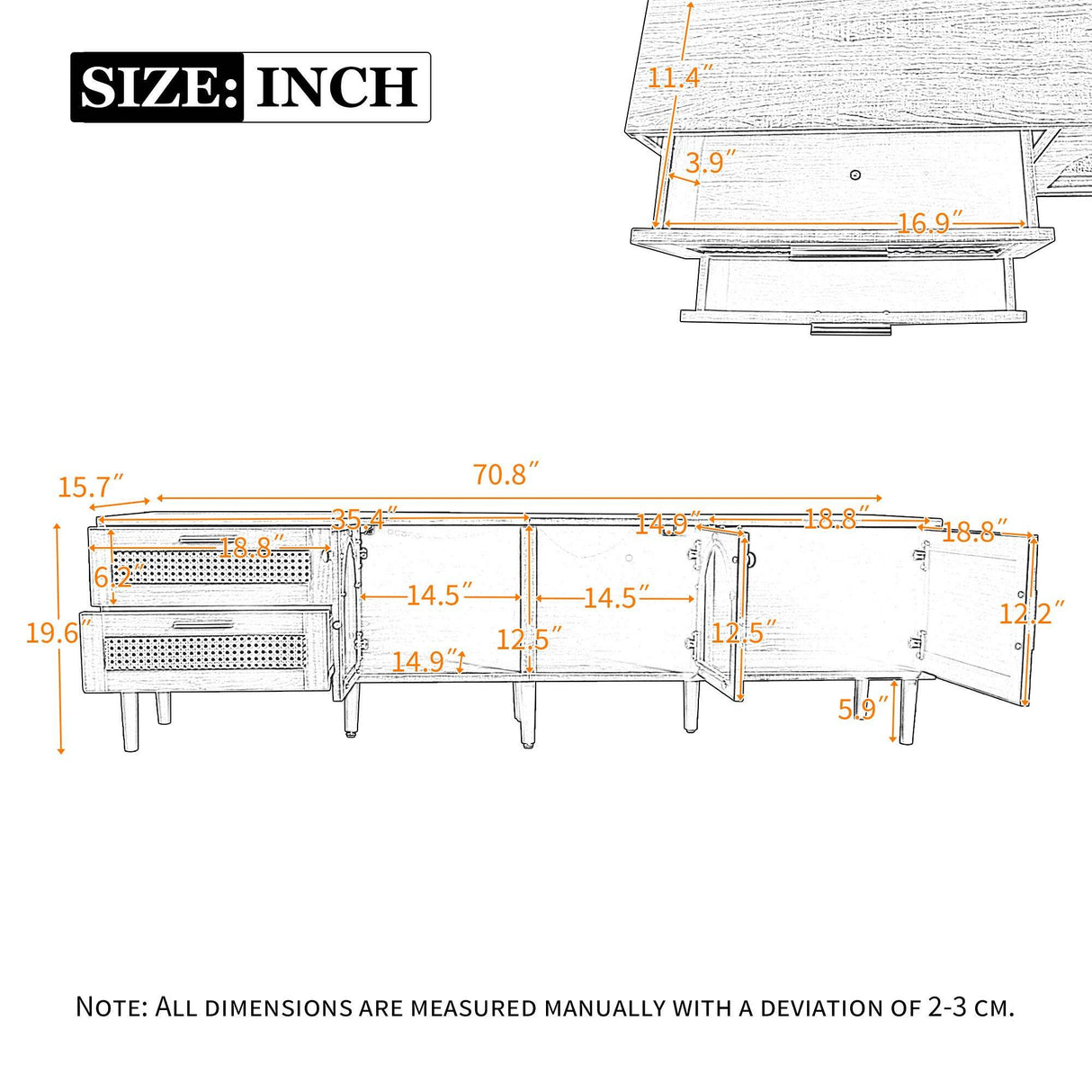Modern Rattan-Inspired TV Stand With Storage Cabinets - Sleep Galleria