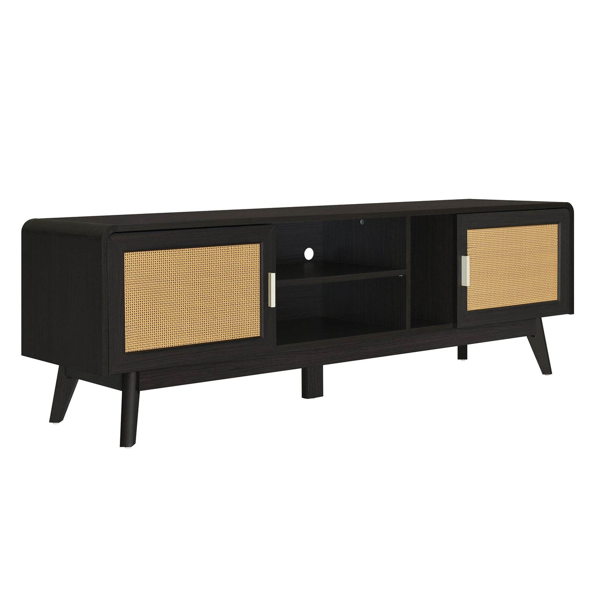 Bohemian Style Dark Brown Rattan TV Stand - Sleep Galleria