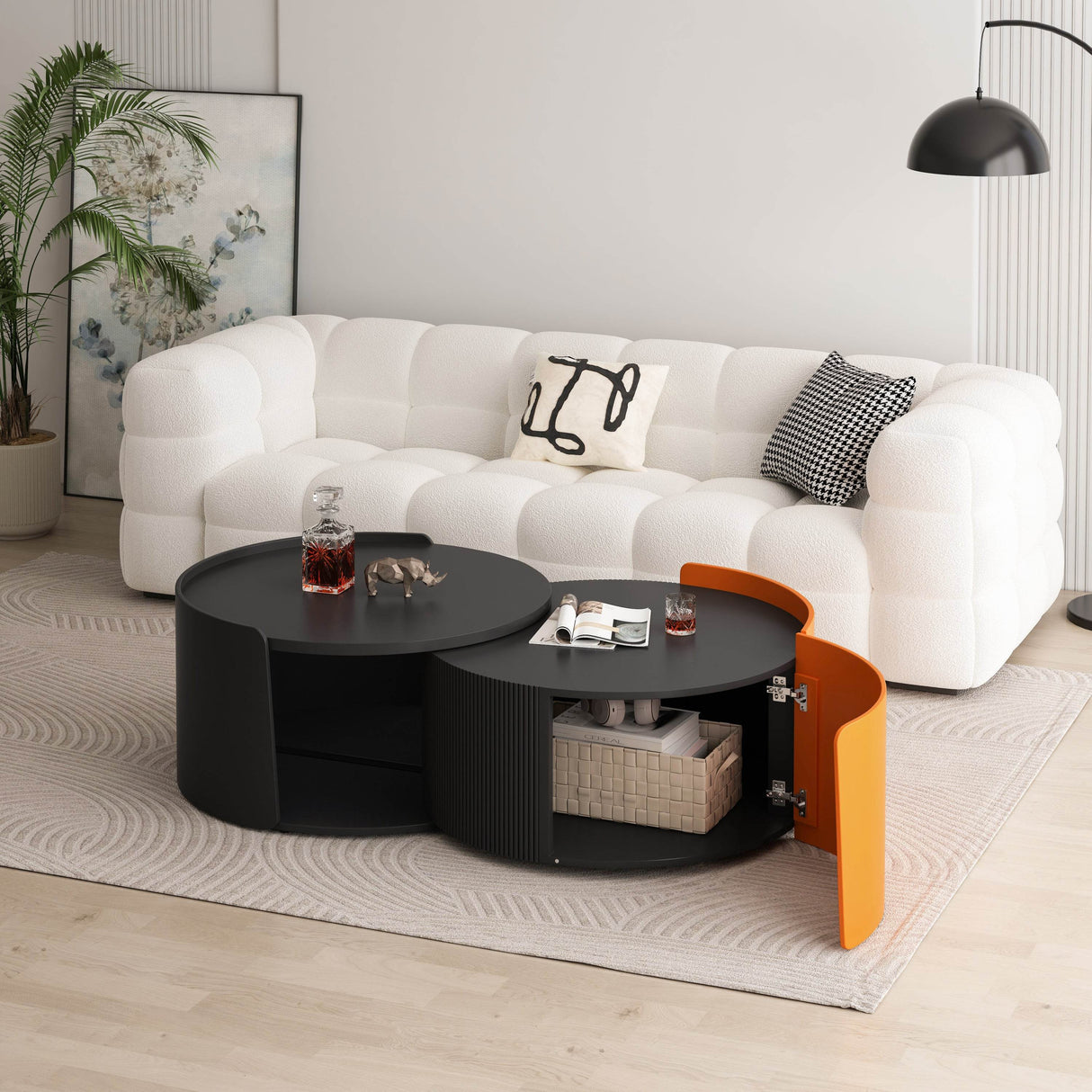 Modern Round Nesting Coffee Table With Storage - Sleep Galleria