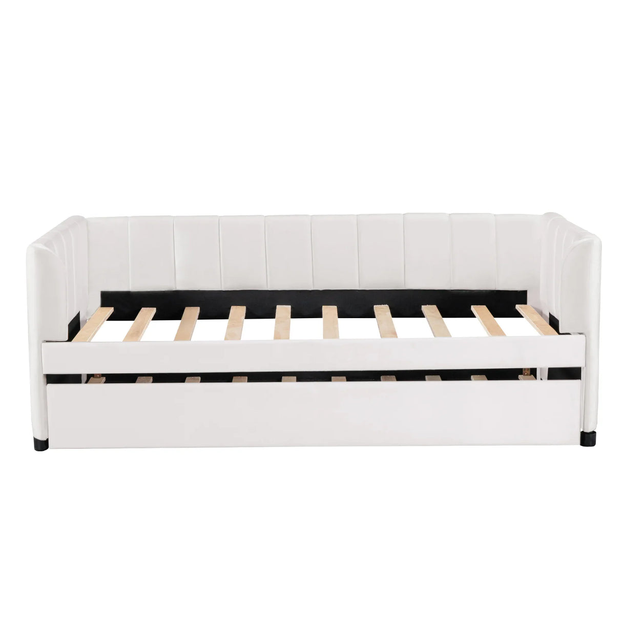 Twin Velvet Upholstered Daybed With Ergonomic Backrest And Trundle - Omega Lifestyles