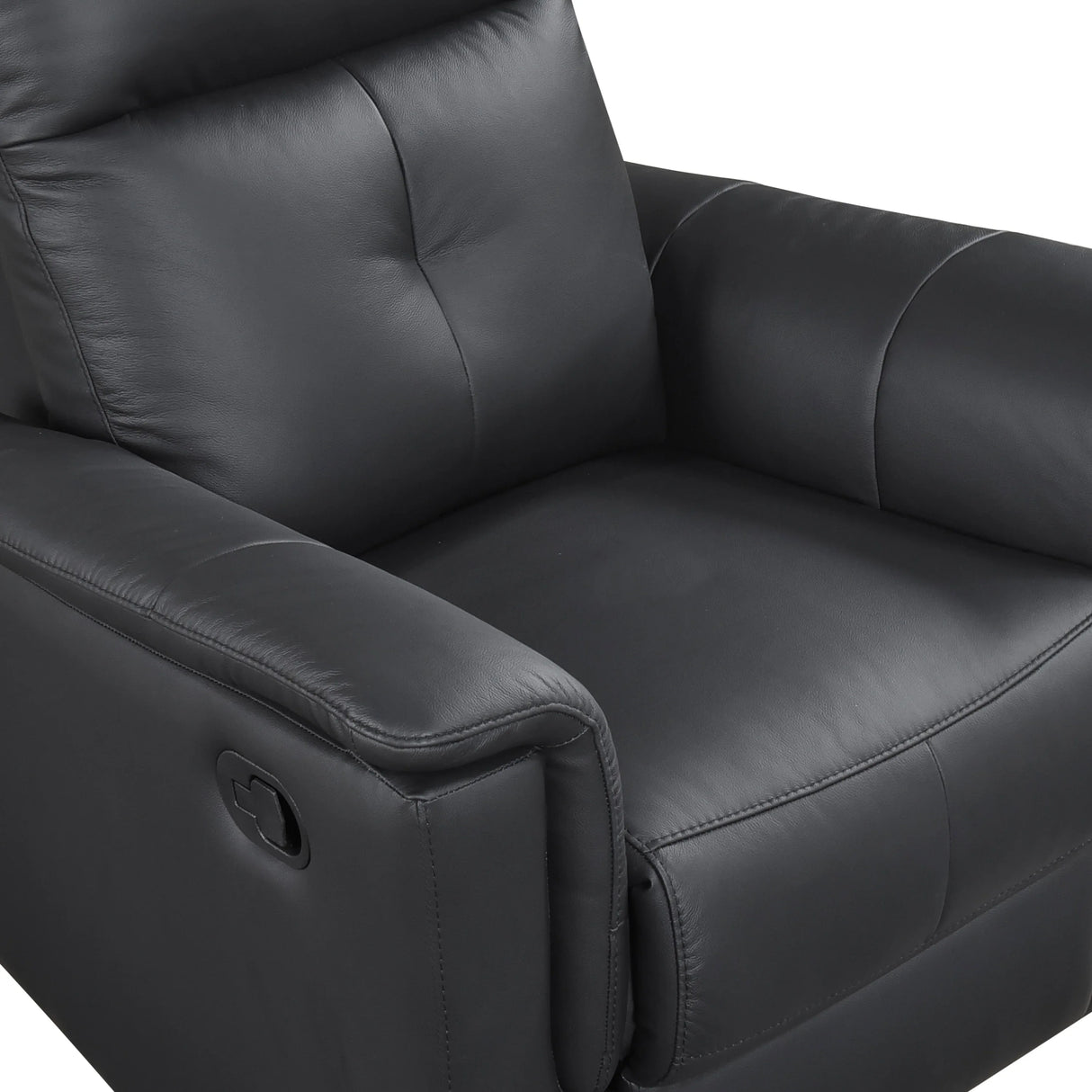 Black Genuine Leather Swivel Glider Reclining Chair - Omega Lifestyles