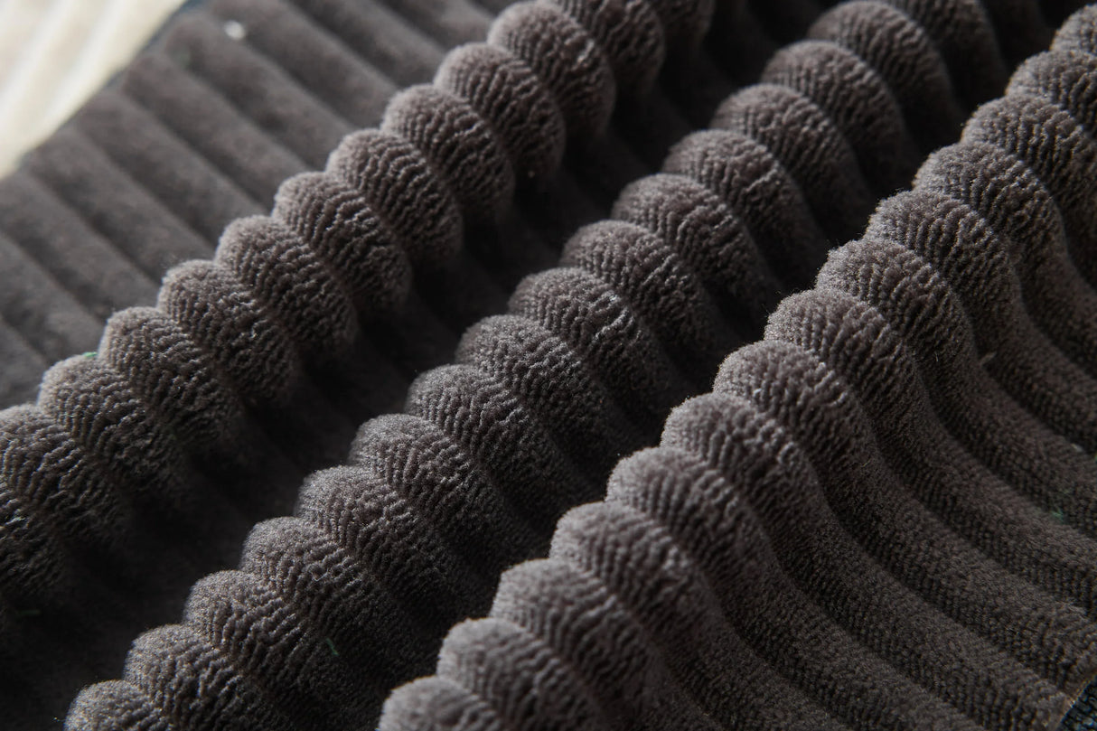 Dark Gray Corduroy Chaise Lounge Chair With Ottoman - Omega Lifestyles