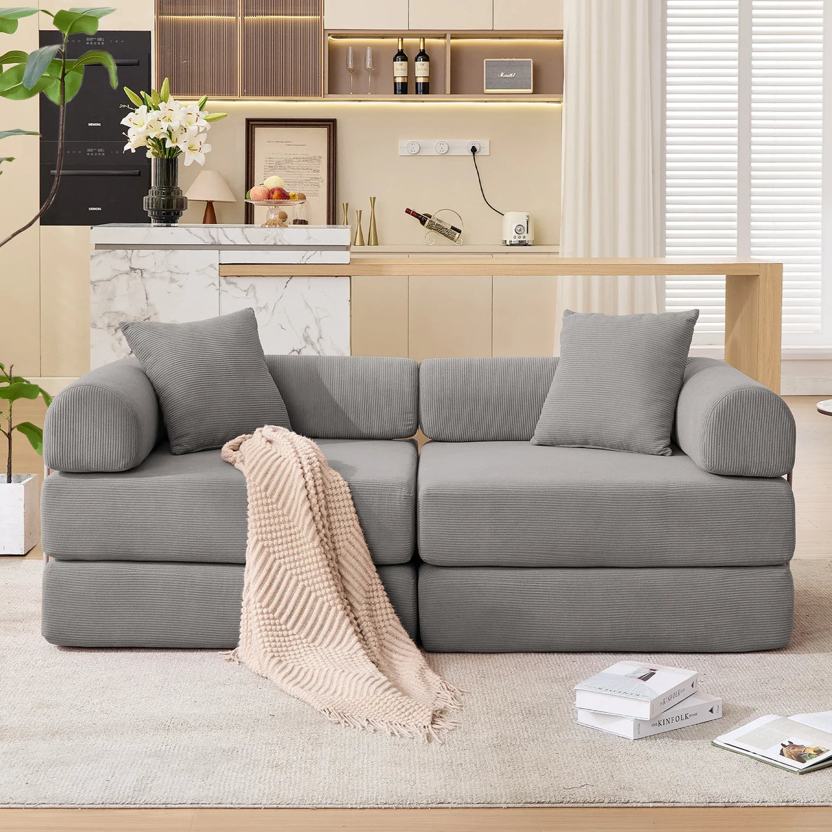 Modular Corduroy Folding Convertible Sofa Bed - Omega Lifestyles