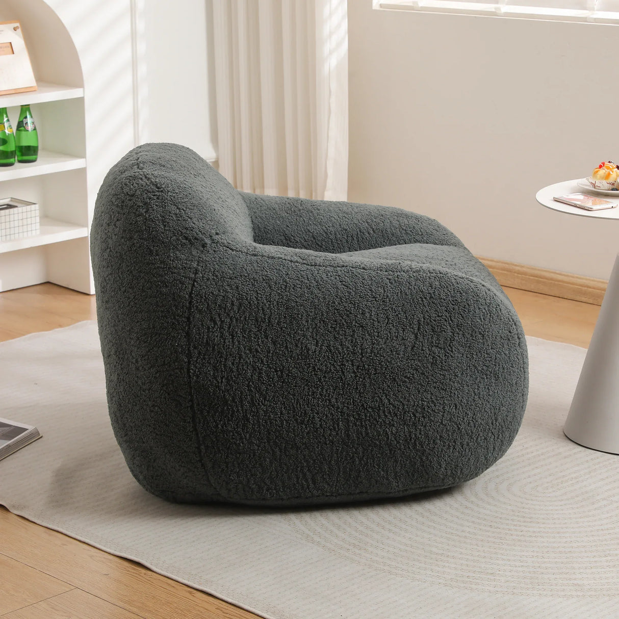 Spacious Memory Foam Teddy Fabric Bean Bag Chair - Omega Lifestyles