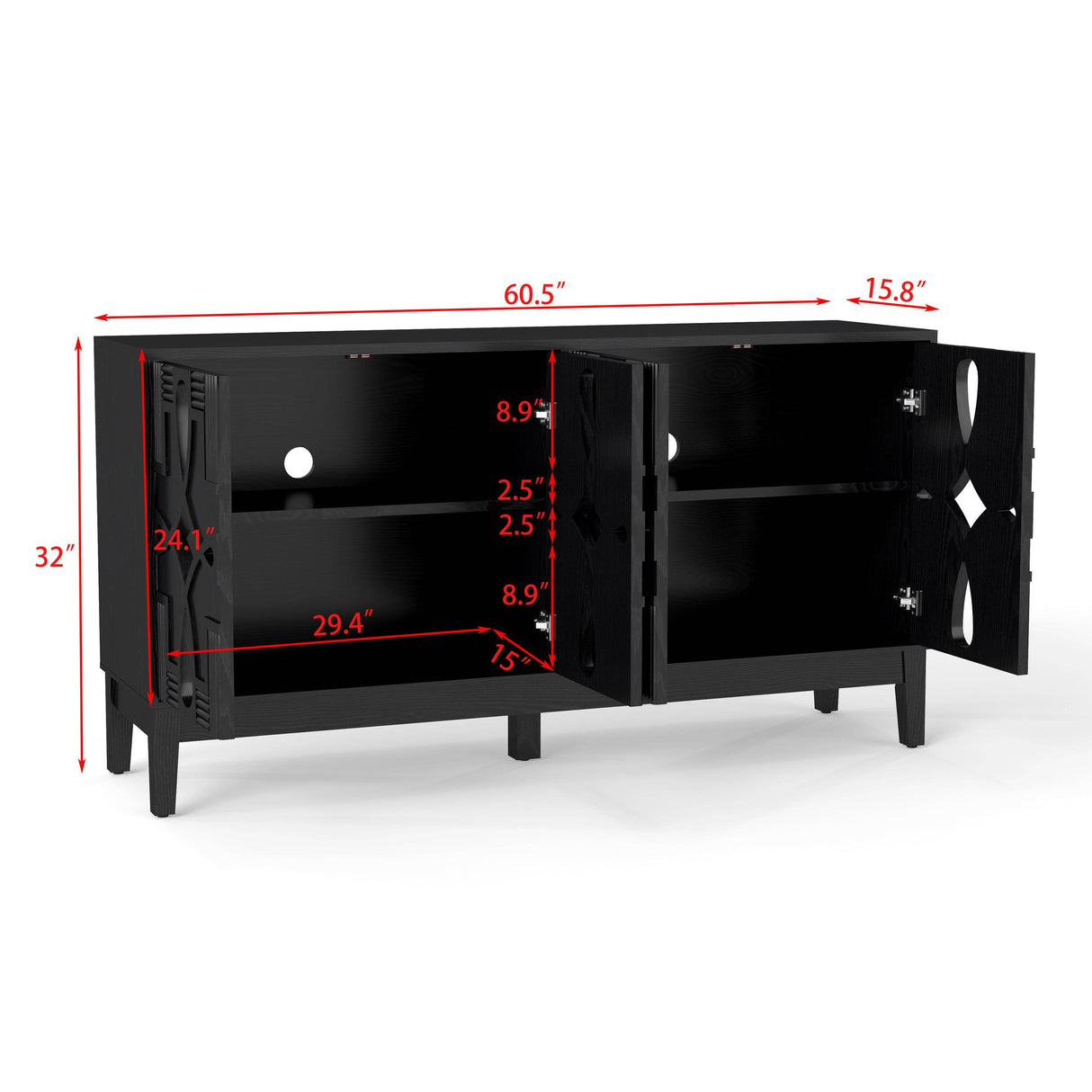 Mid Century Modern Solid Wood Storage Sideboard Cabinet - Sleep Galleria