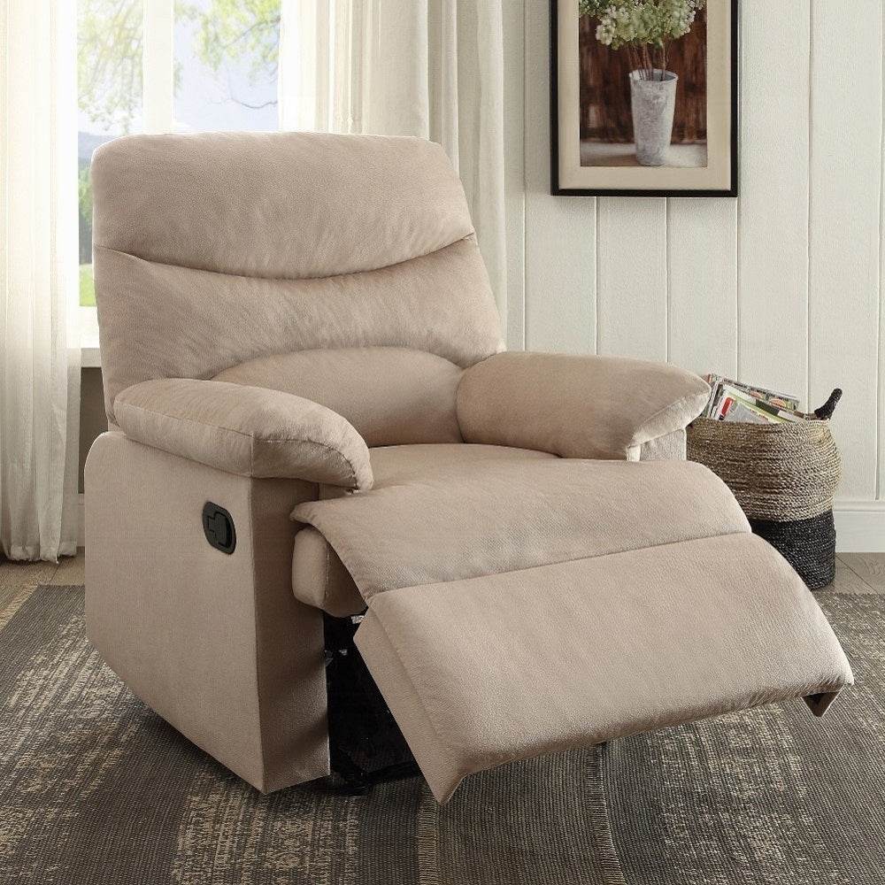 Light Brown Memory Foam Recliner With Pillow Top Arms