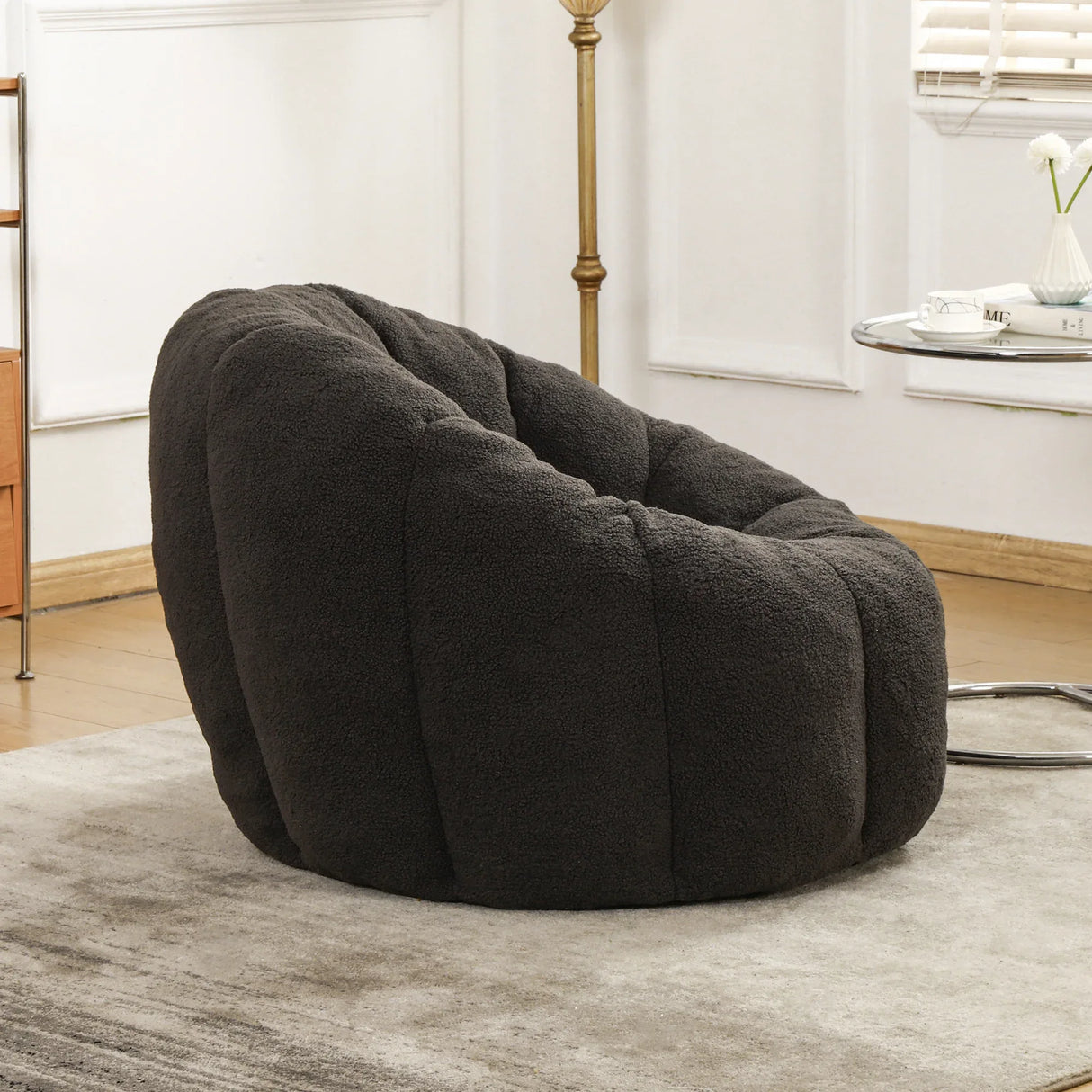 Plush High-Density Foam Teddy Fabric Bean Bag Chair - Omega Lifestyles