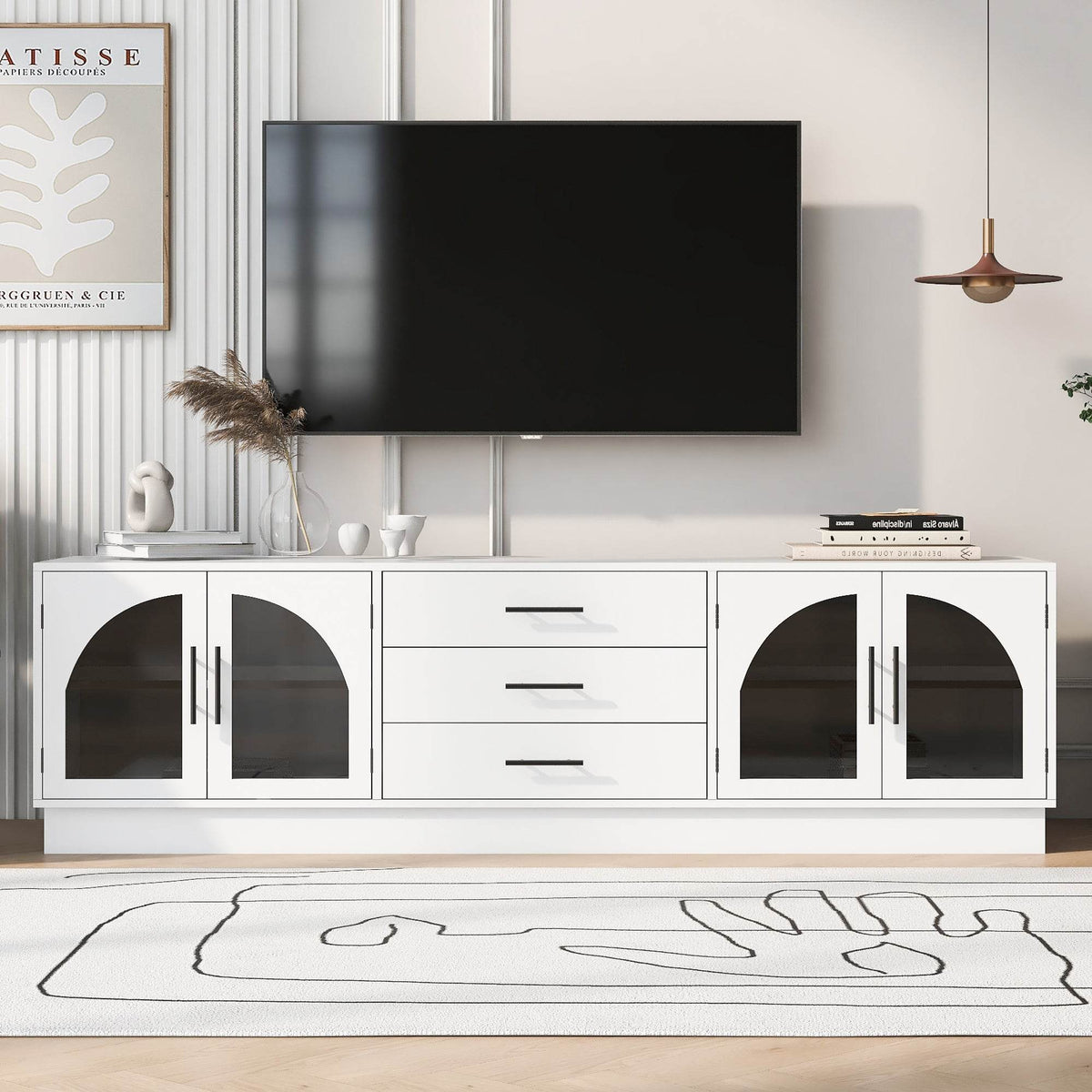 Modern Minimalist White MDF TV Stand With Storage - Sleep Galleria