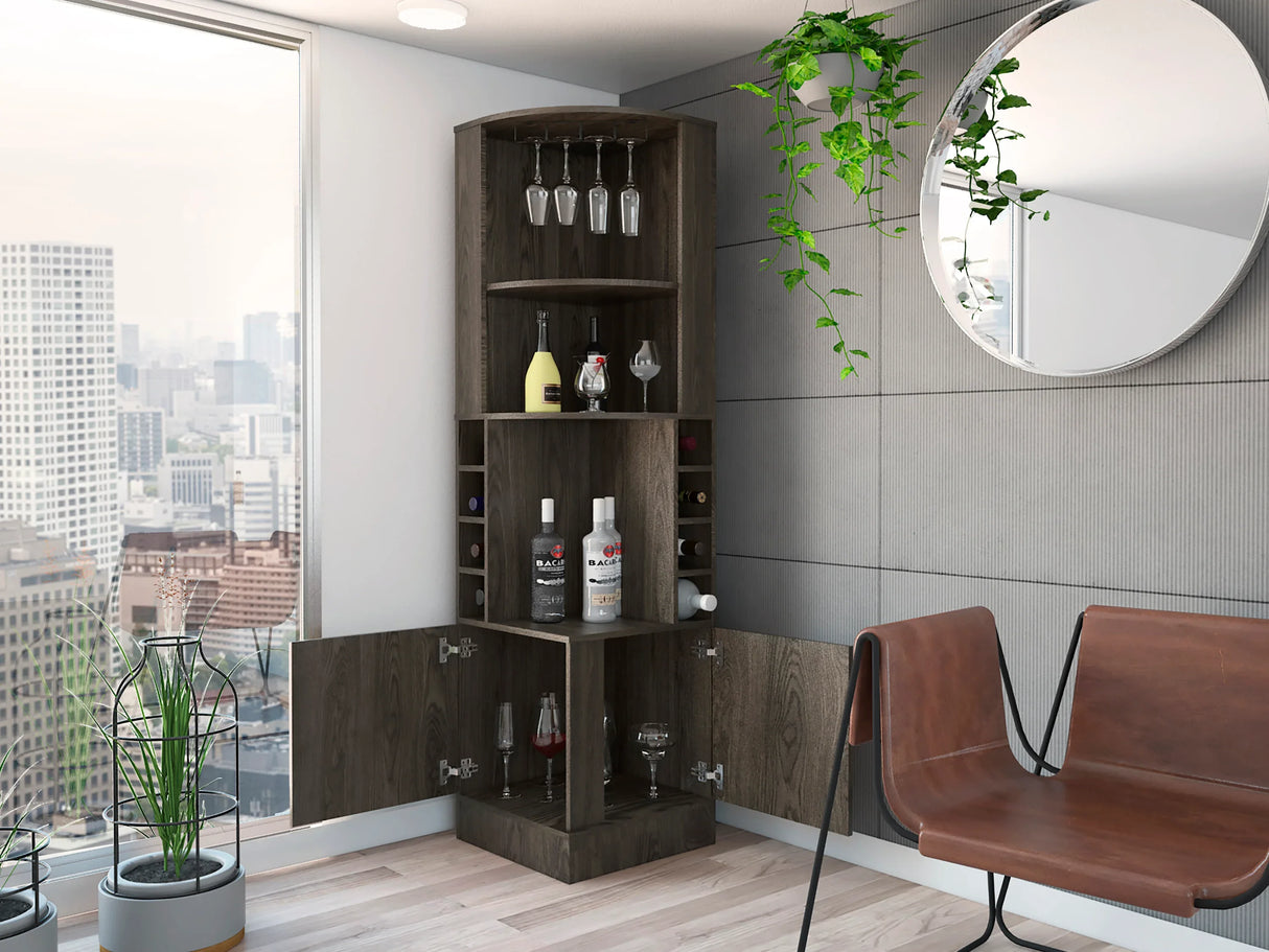 Modern Brown Particle Board Seattle Bar Cabinet Storage Furniture - Omega Lifestyles