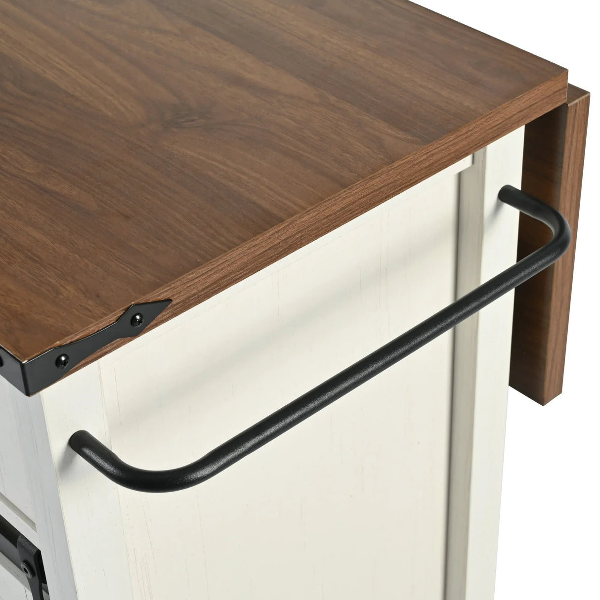 Farmhouse Kitchen Island Rolling Cart With Power Outlet - Omega Lifestyles