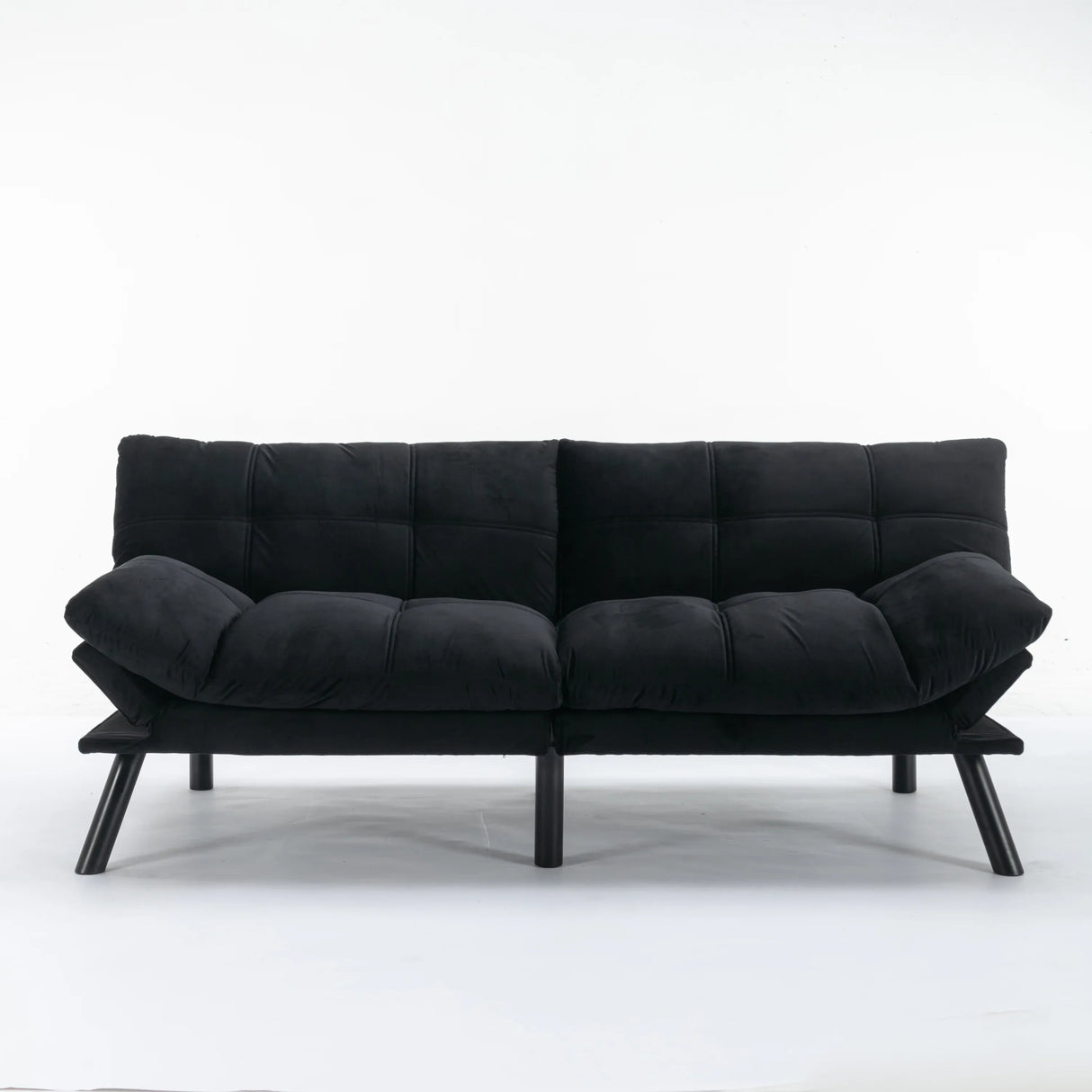 Black Upholstered Convertible Twin Sofa Bed With Foam Cushion - Omega Lifestyles
