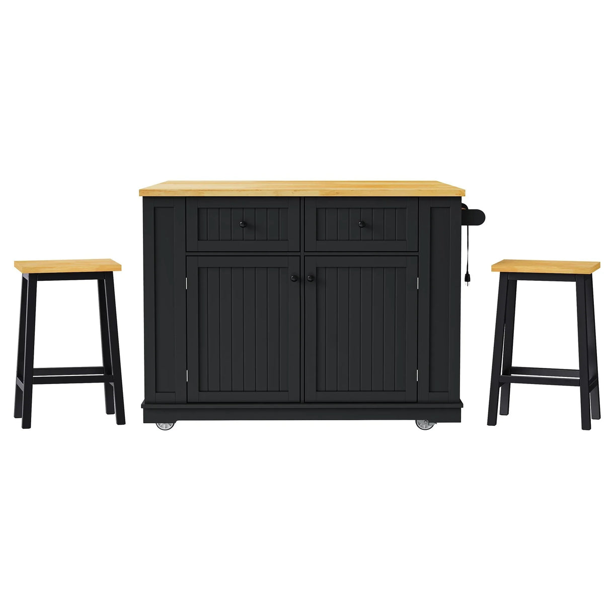 48-Inch Classic Kitchen Island Cart With Bar Stools - Omega Lifestyles