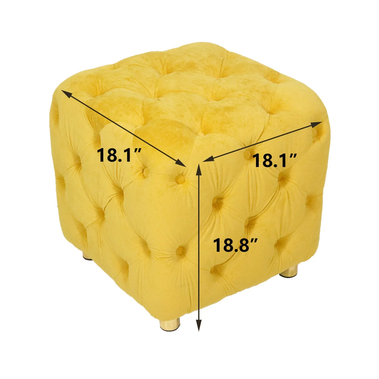 Yellow Velvet Dice-Shaped Storage Ottoman With Foam Seat - Omega Lifestyles