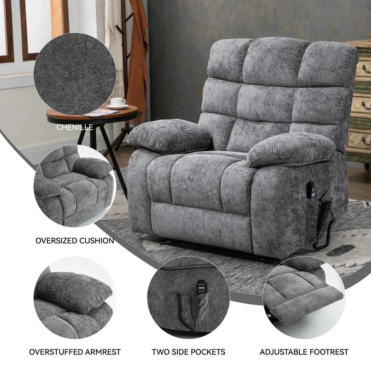Medium-Firm Power Lift Massage Recliner Chair With Heat - Omega Lifestyles