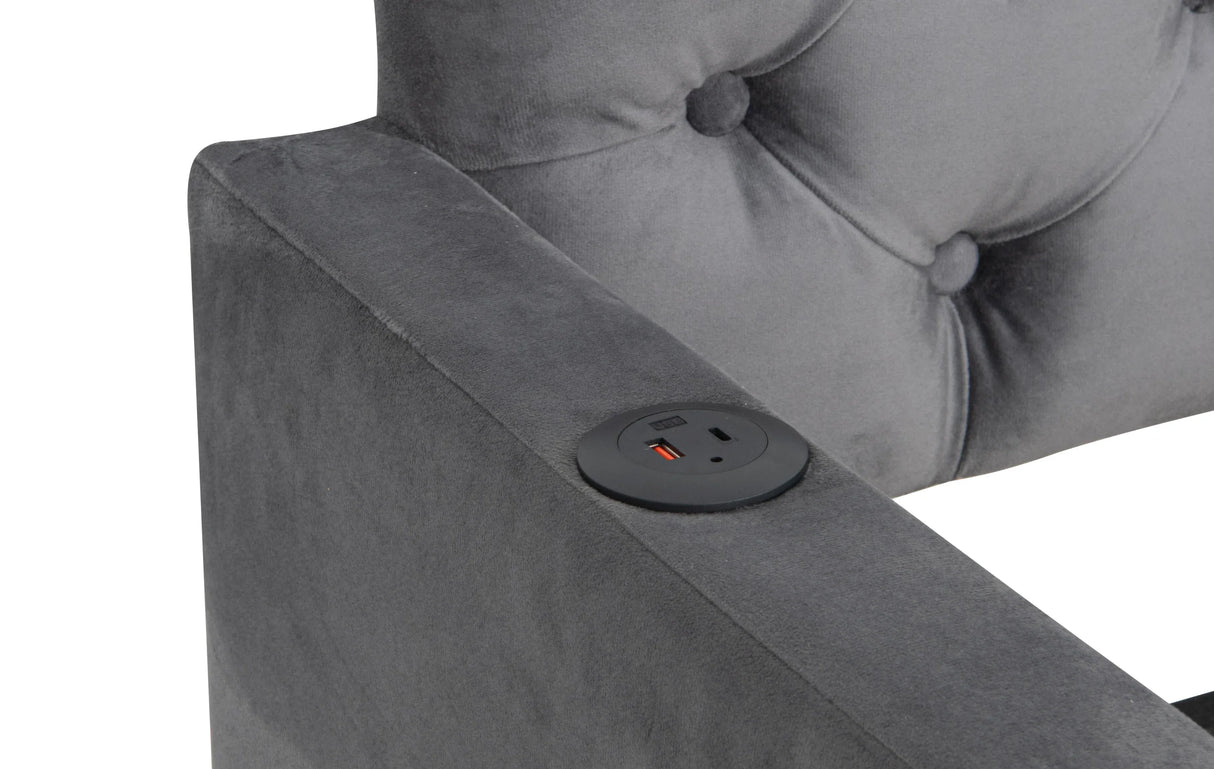 Twin Velvet Upholstered Daybed Frame With Trundle USB - Omega Lifestyles