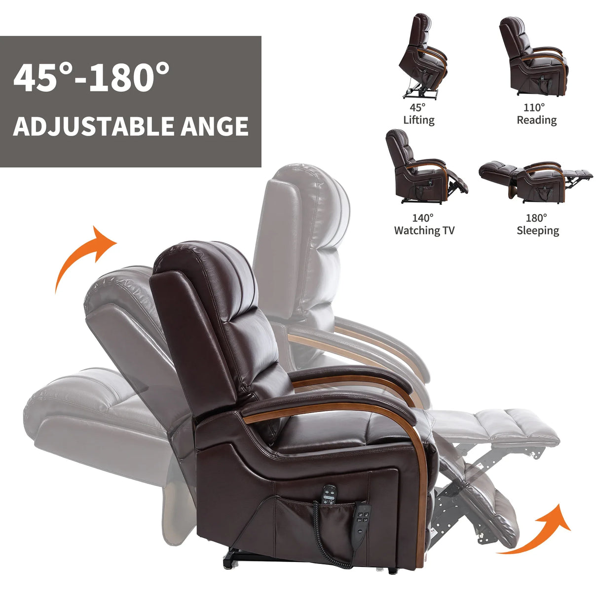 Power Lift Recliner Chair Faux Leather Massage Heat - Omega Lifestyles