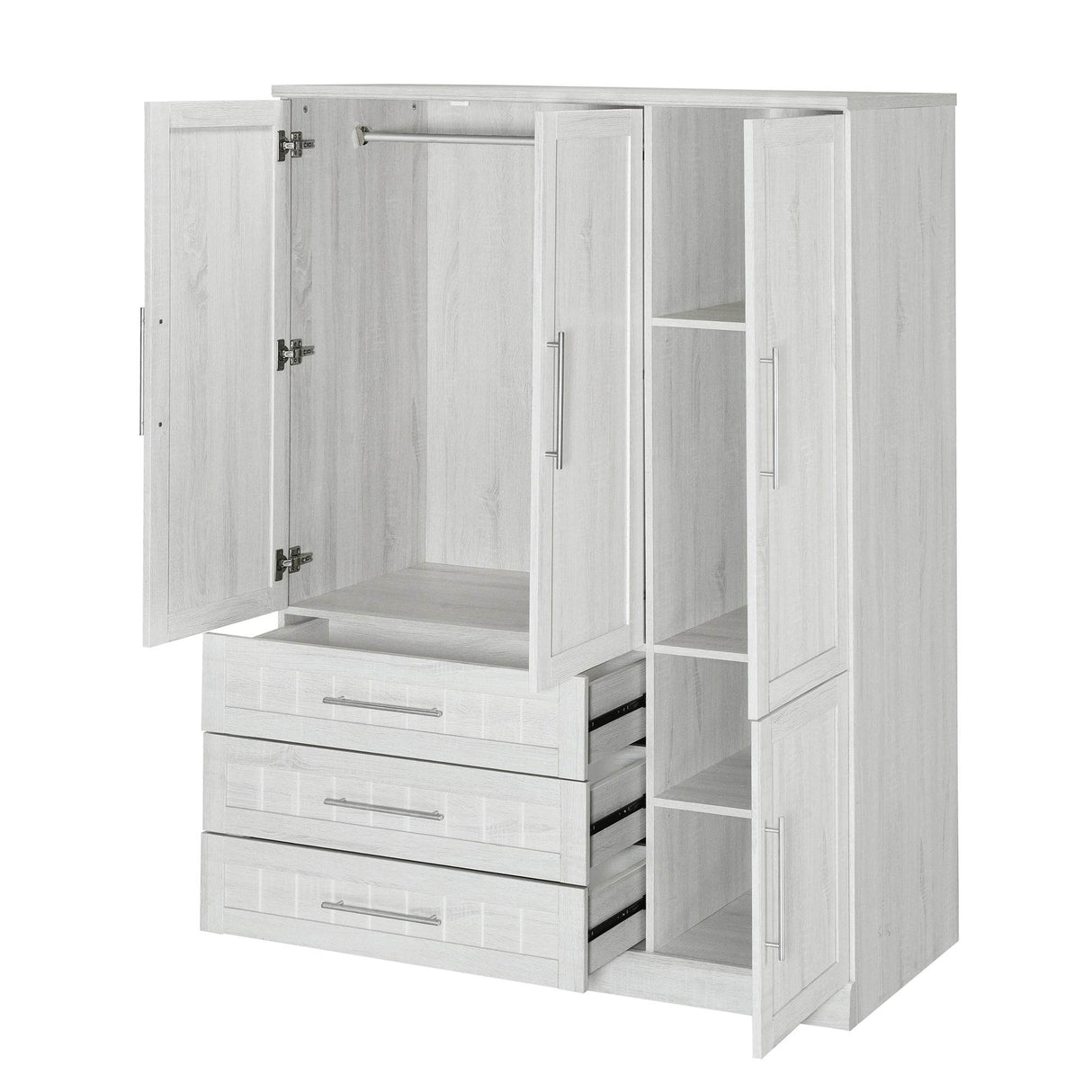 Classic White Solid Wood 4 Door Wardrobe With Drawers - Omega Lifestyles