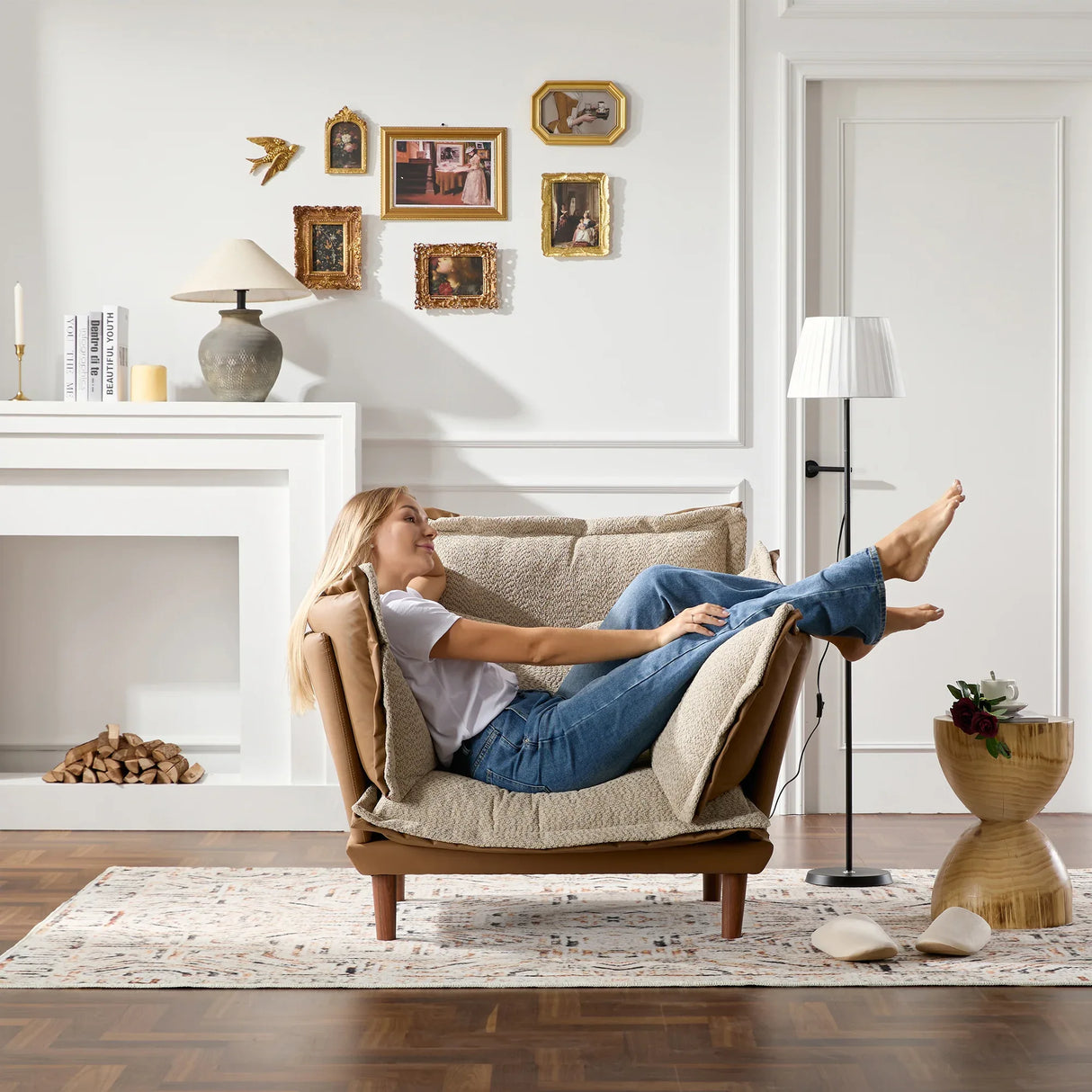 Modern Oversized Chenille Fabric Armchair Lounge Chair - Omega Lifestyles