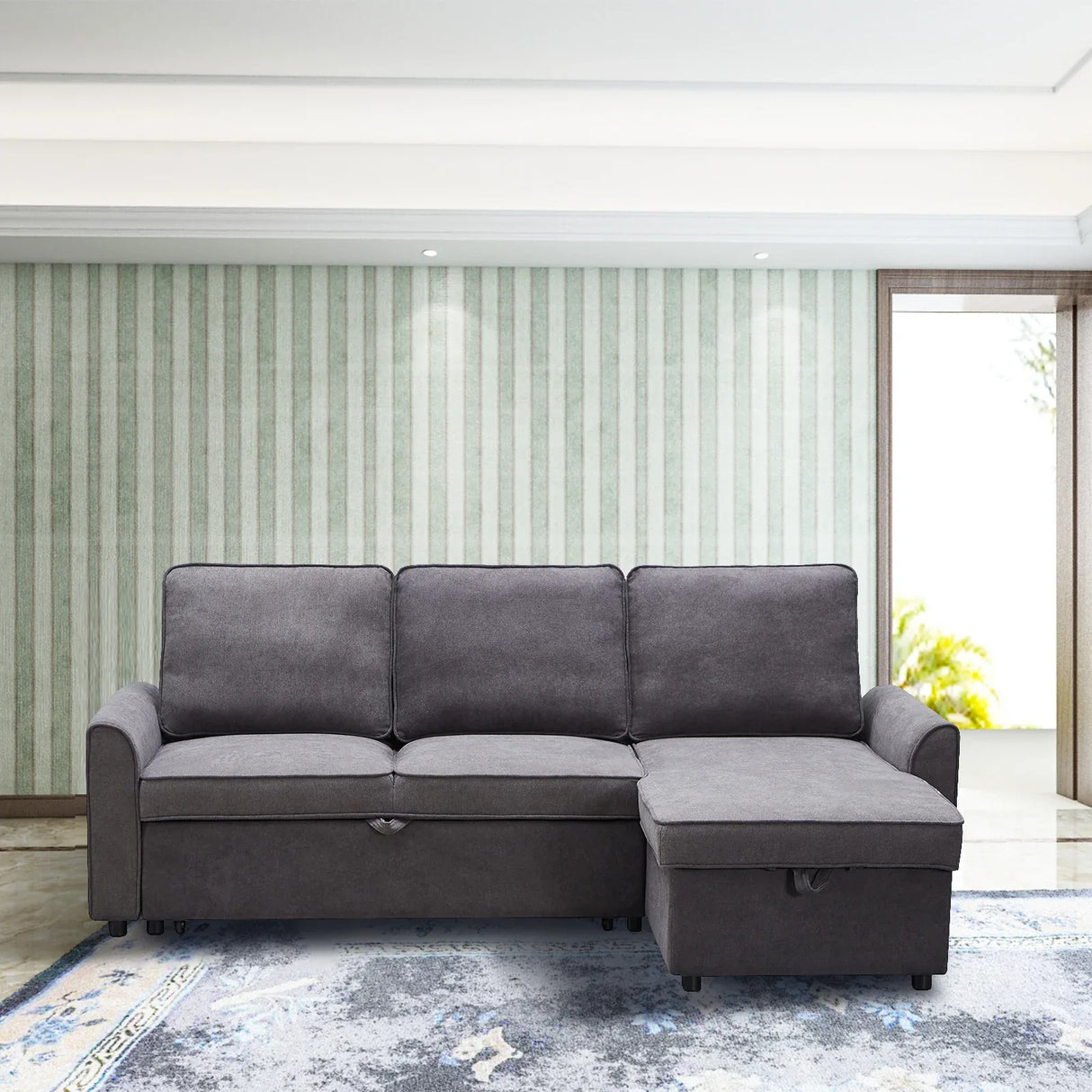 Modern Modular L-Shaped Reversible Sofa Bed With Storage - Omega Lifestyles